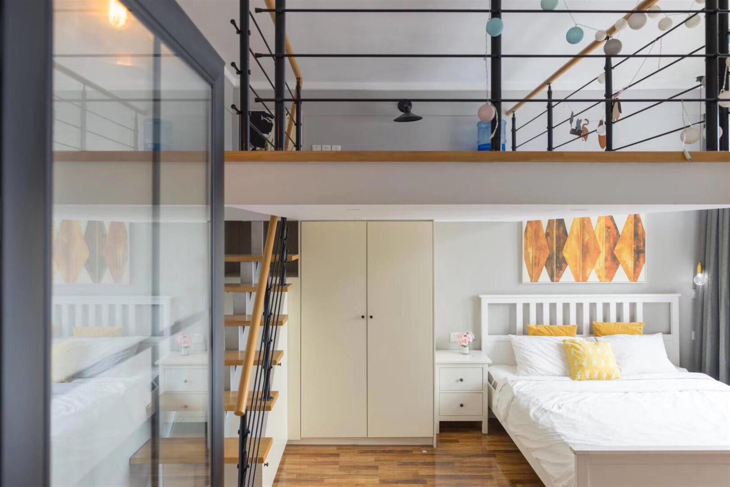 closet space Bright Modern 1BR Bund Apartment w Loft for Rent in Shanghai
