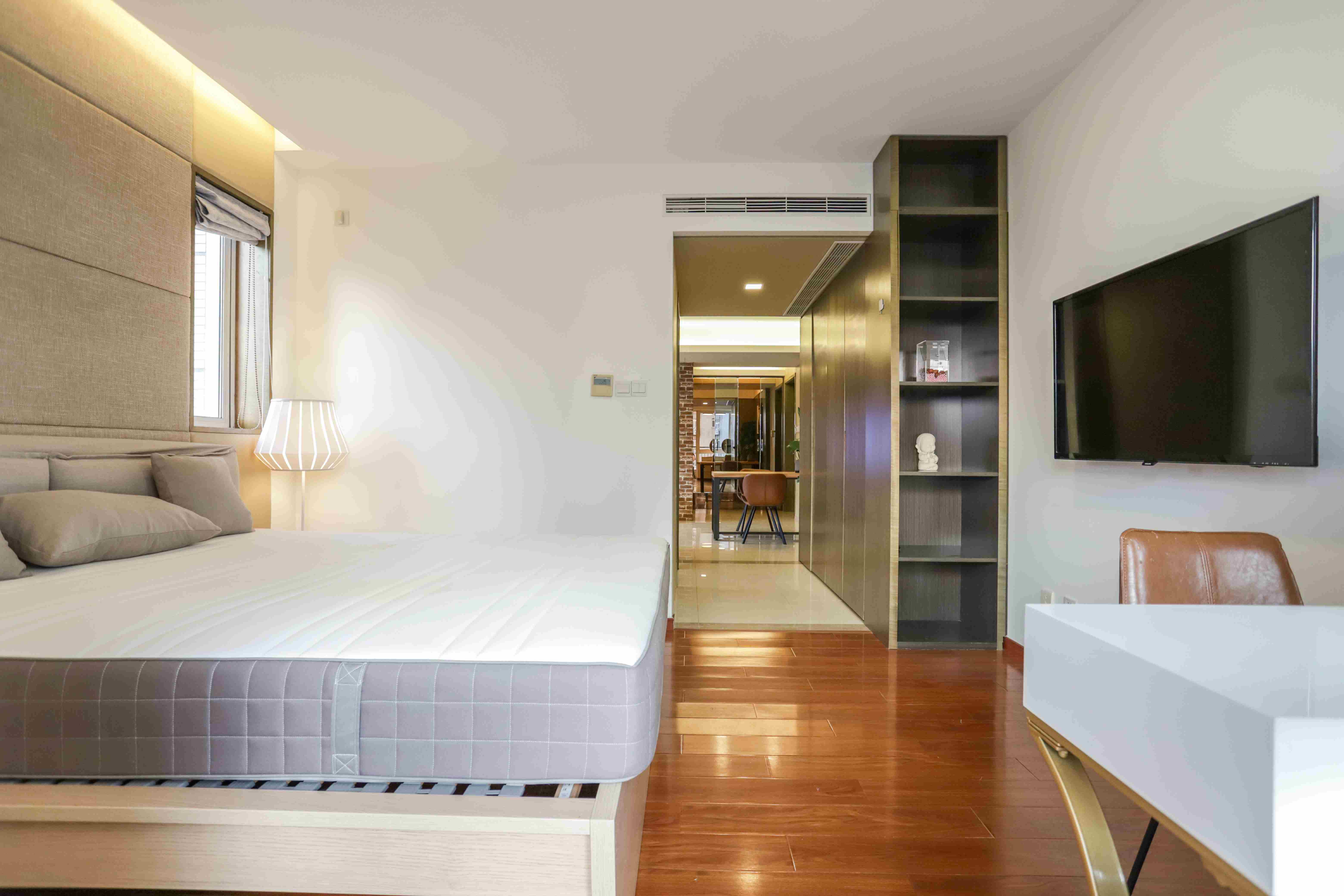 Large BedRoom Large Sleek Modern 1BR Apartment for Rent in North Jing’an Shanghai