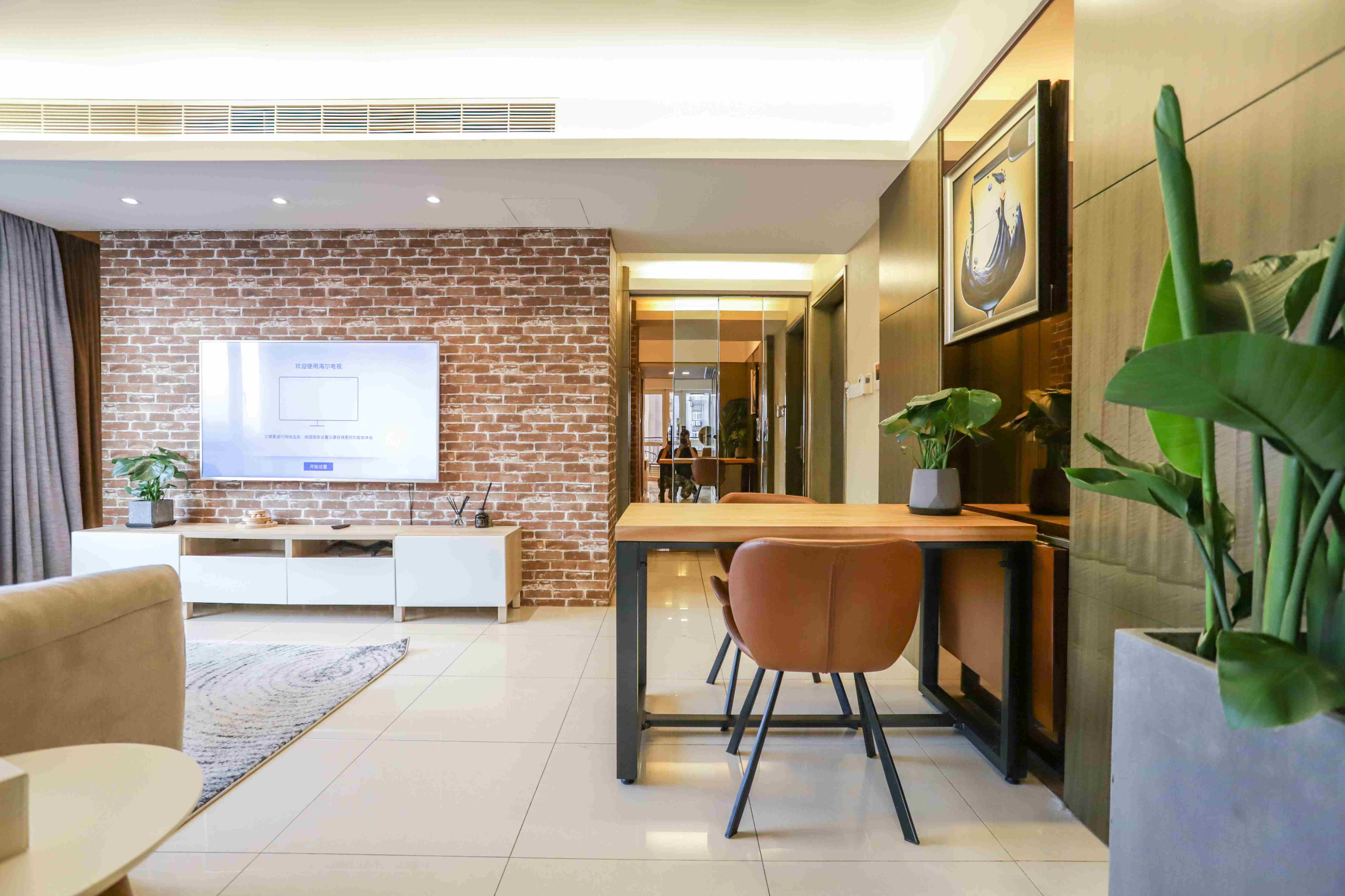 open living space Large Sleek Modern 1BR Apartment for Rent in North Jing’an Shanghai