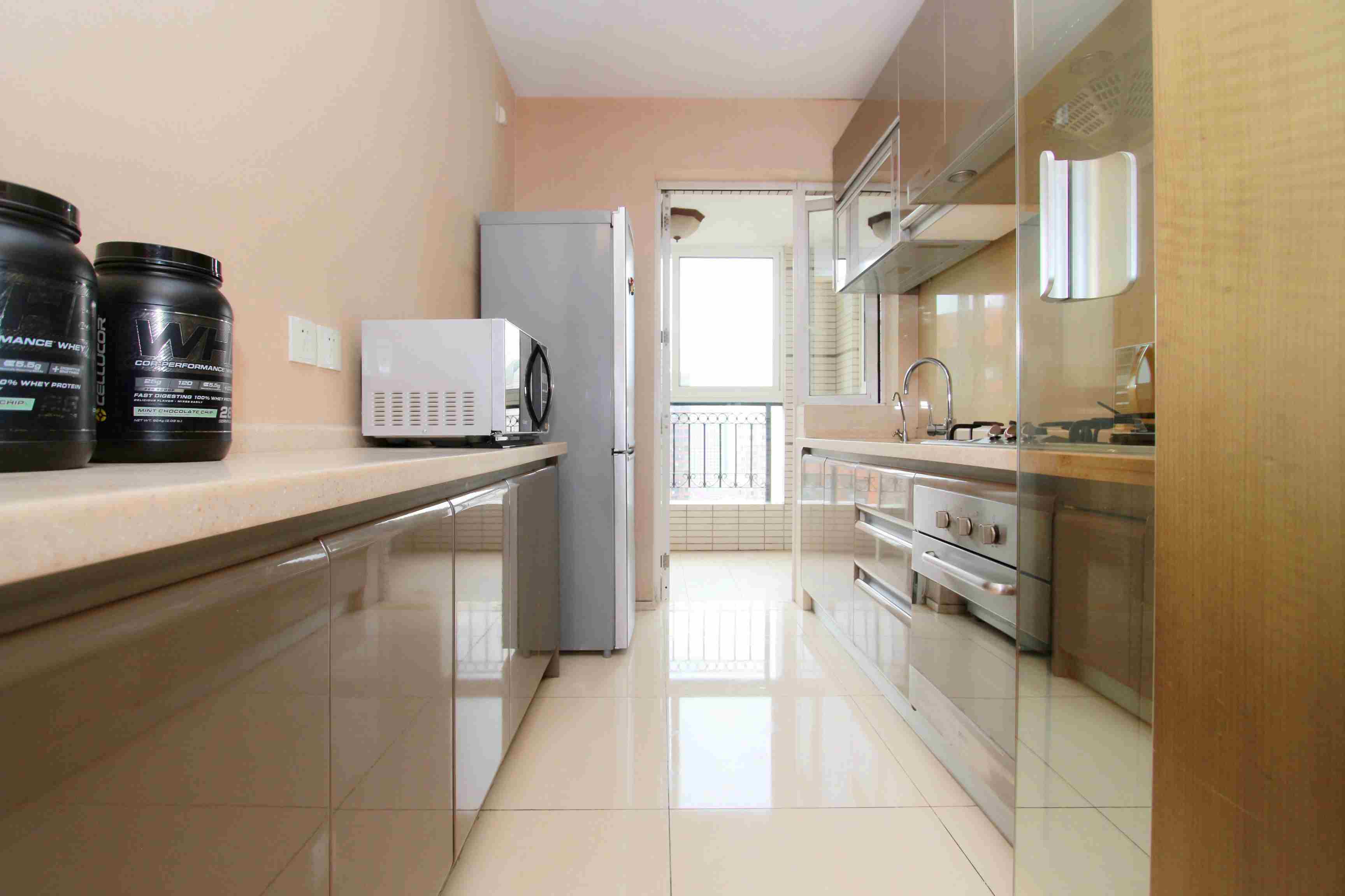 Big Kitchen Large Sleek Modern 1BR Apartment for Rent in North Jing’an Shanghai