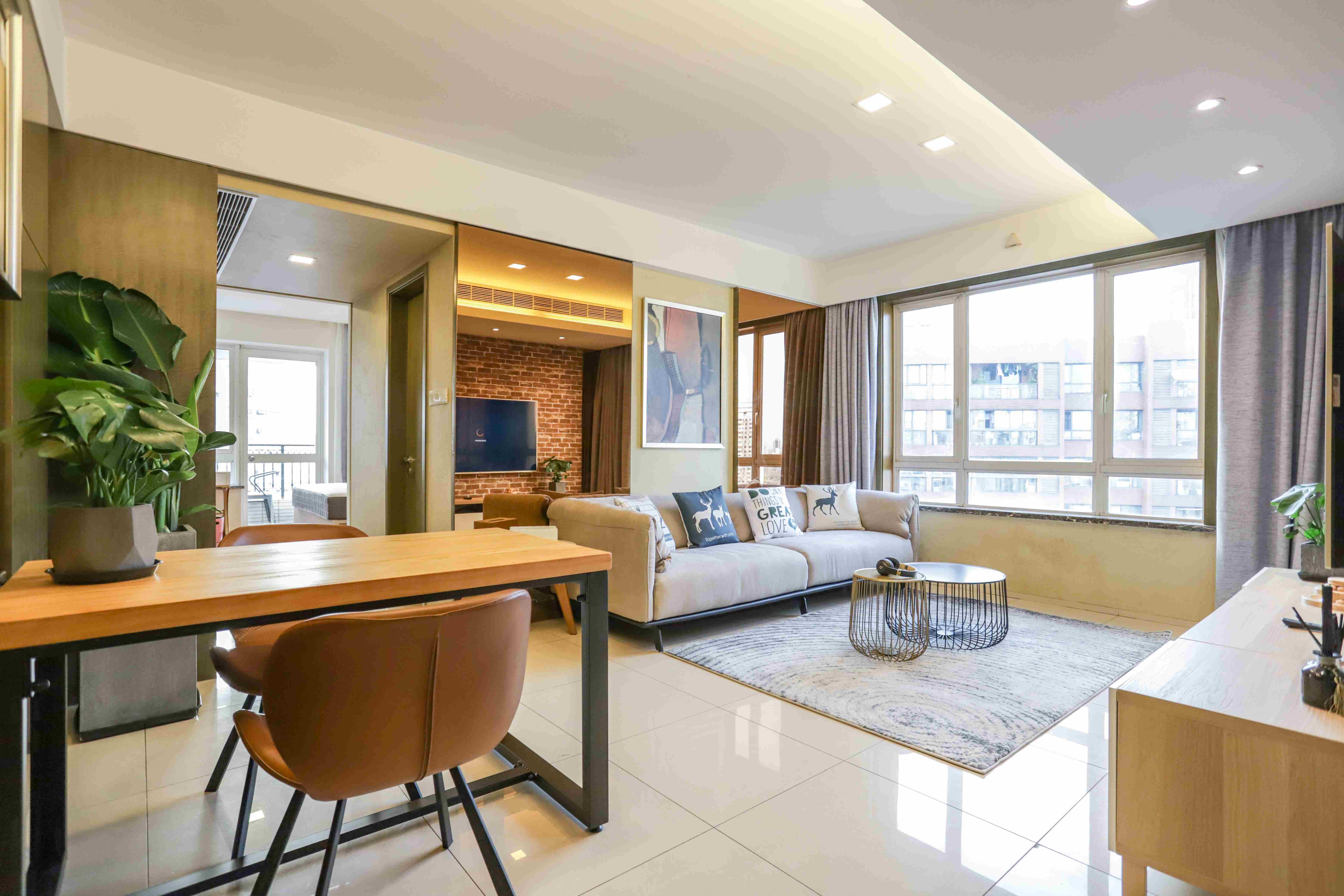 nice marble floors Large Sleek Modern 1BR Apartment for Rent in North Jing’an Shanghai