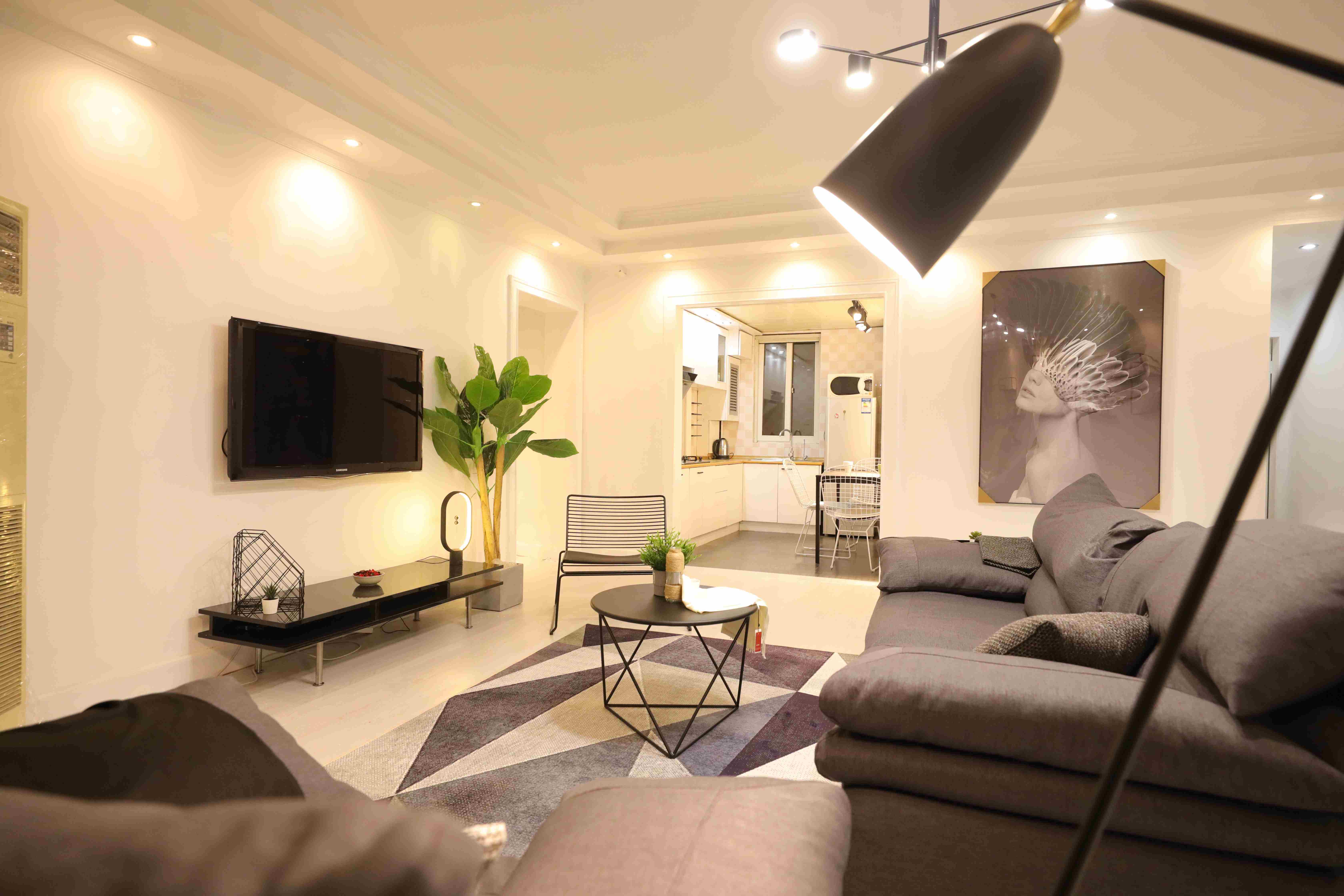 living room 2 Spacious New Xujiahui Apartment for Rent in Shanghai