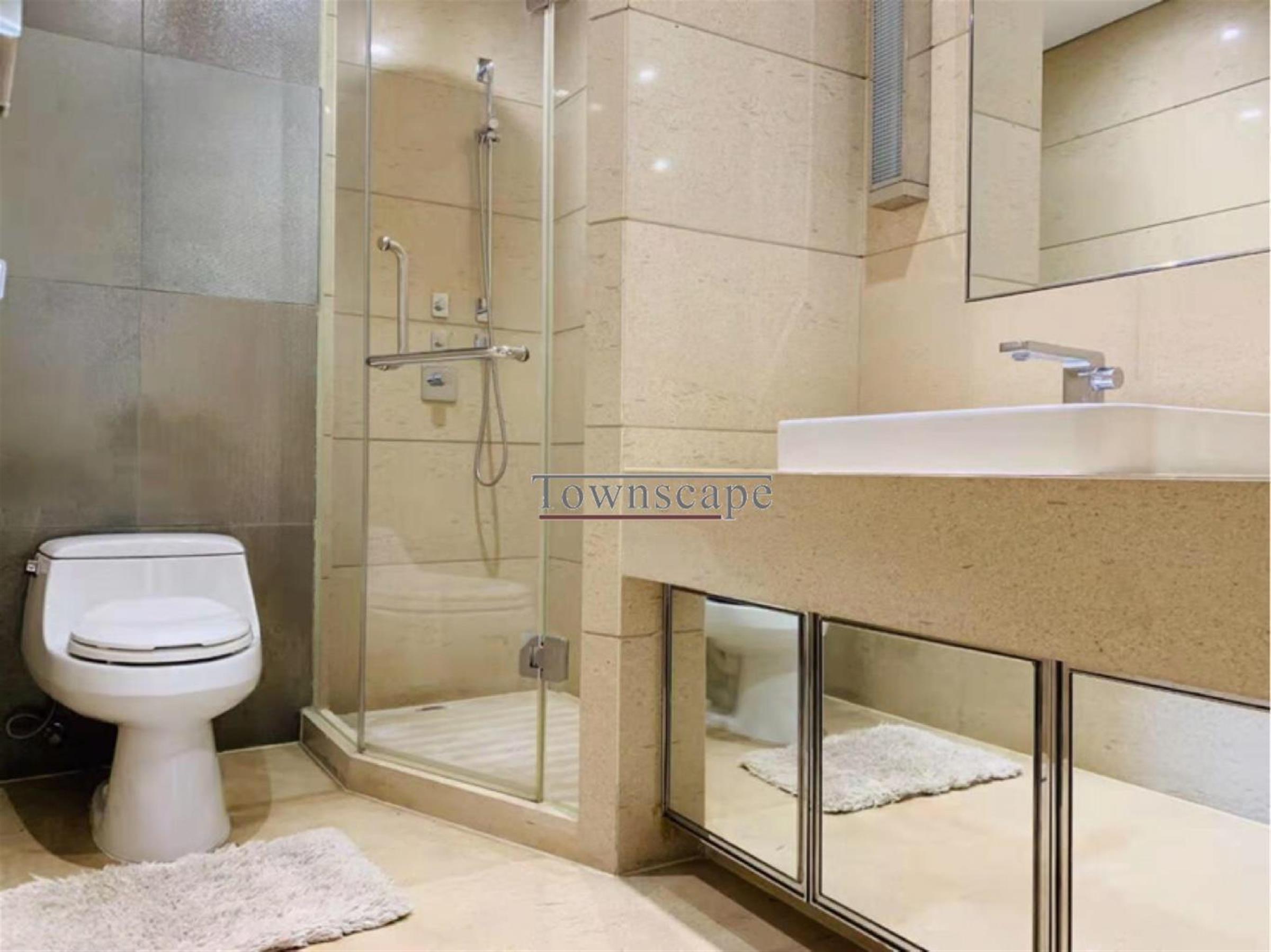 bright bathroom Spacious Sinan Mansions Apartment for Rent in the Heart of Shanghai