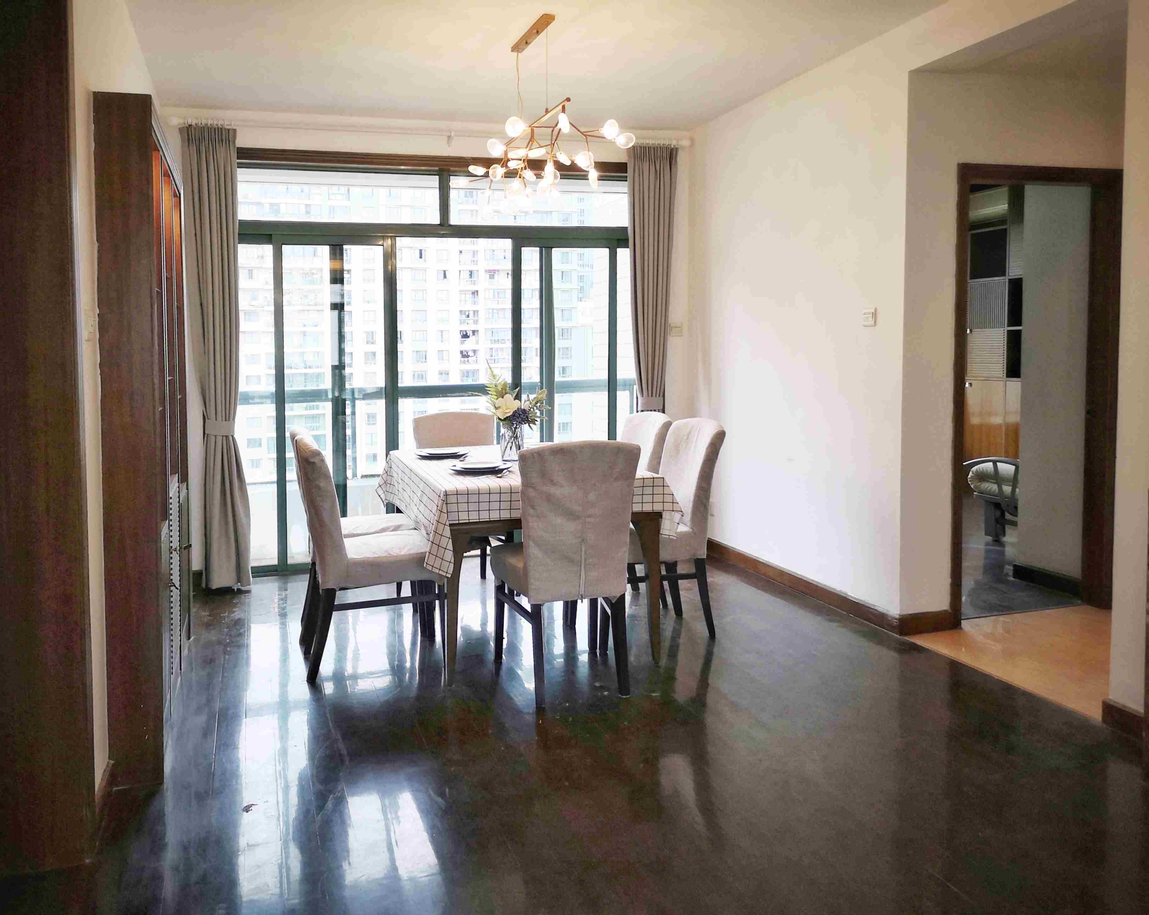 Formal Dining Area Bright Spacious 3BR Apt for Rent nr Suzhou Creek in Shanghai
