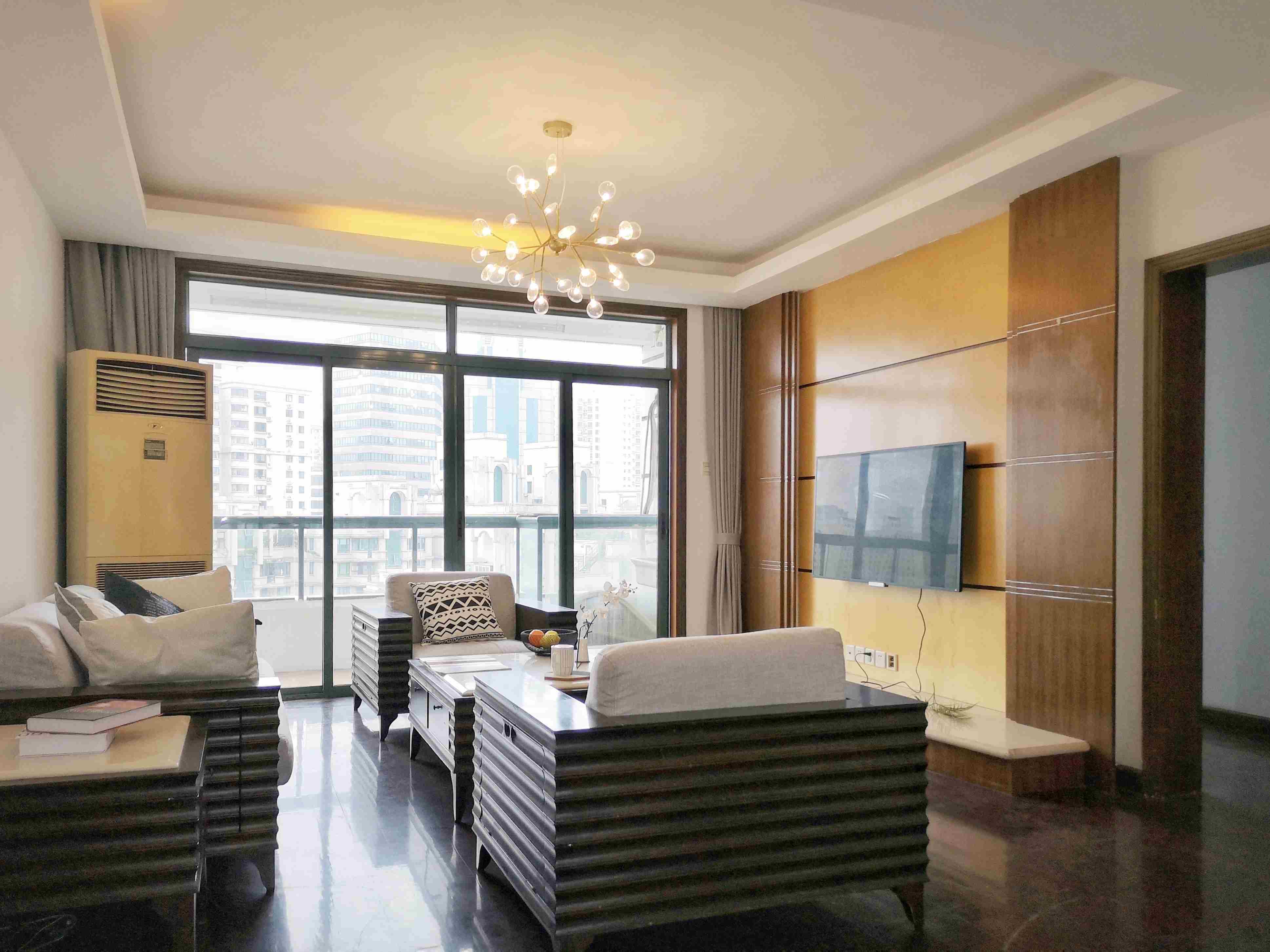 Big Living Room Bright Spacious 3BR Apt for Rent nr Suzhou Creek in Shanghai