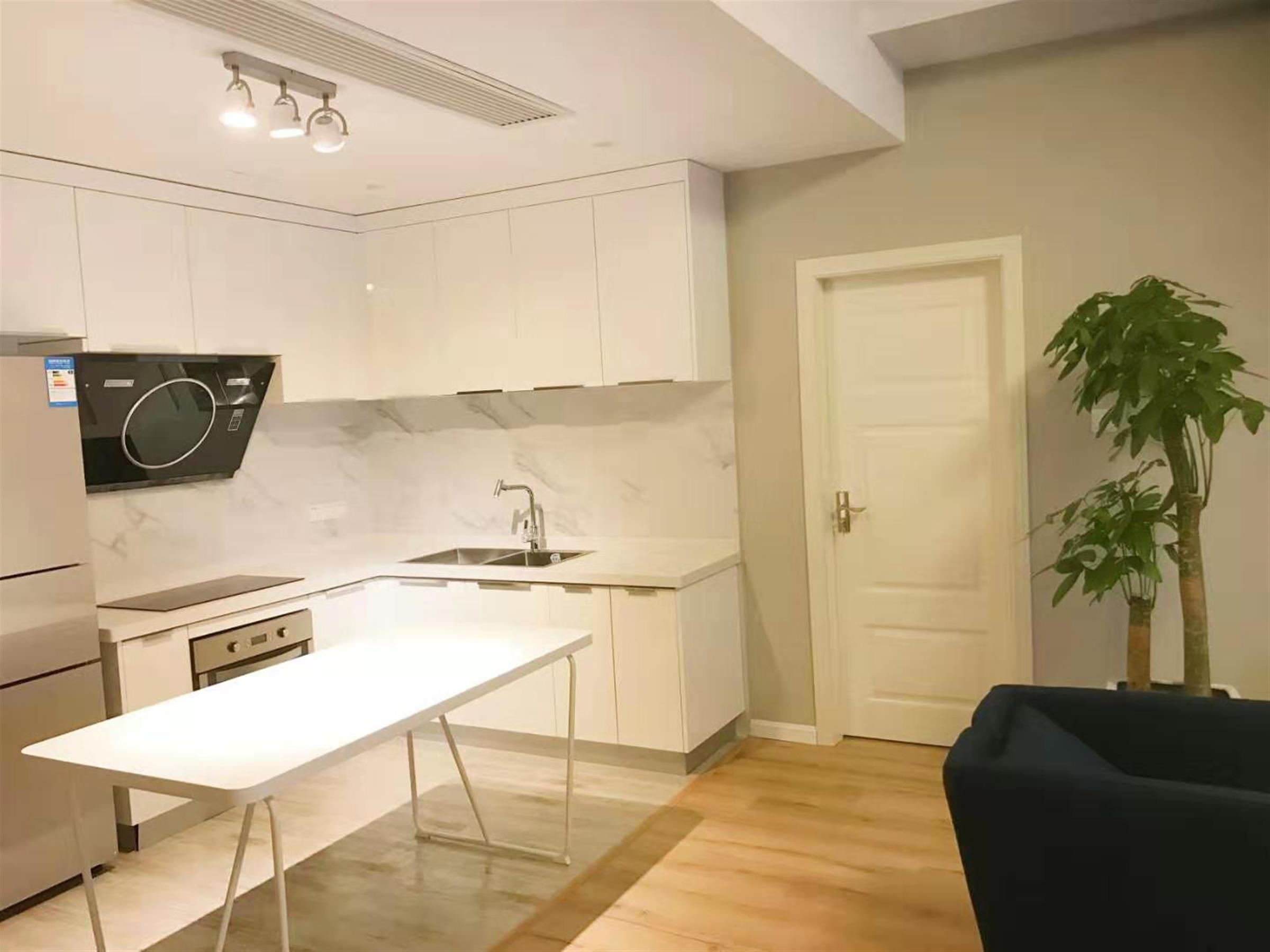 Open dining and kitchen area Modern Spacious Luxurious Apartment for Rent in Shanghai