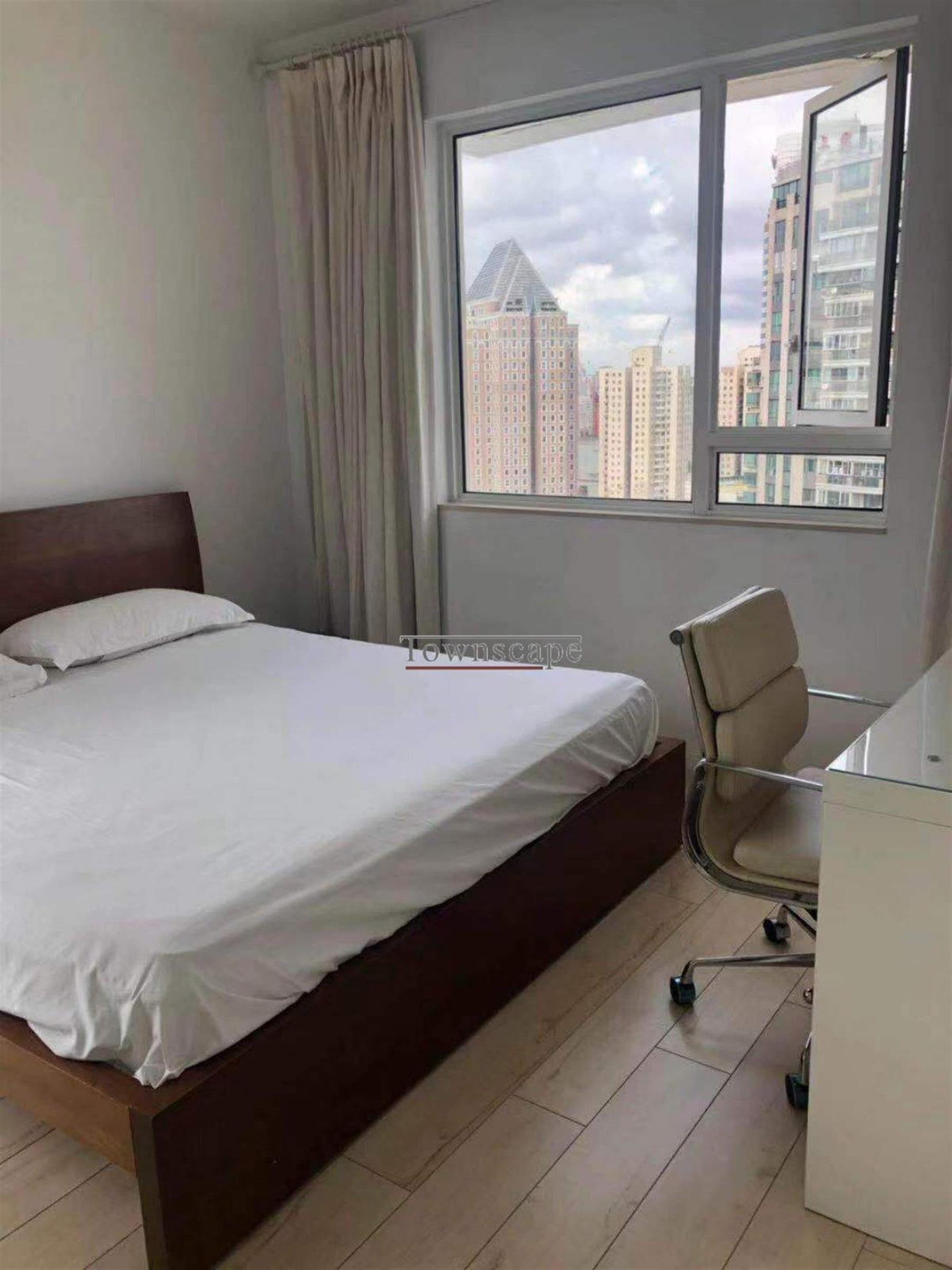 big bed Newly Renovated High Floor Apt w Great Views in Xujiahui La Cite for Rent