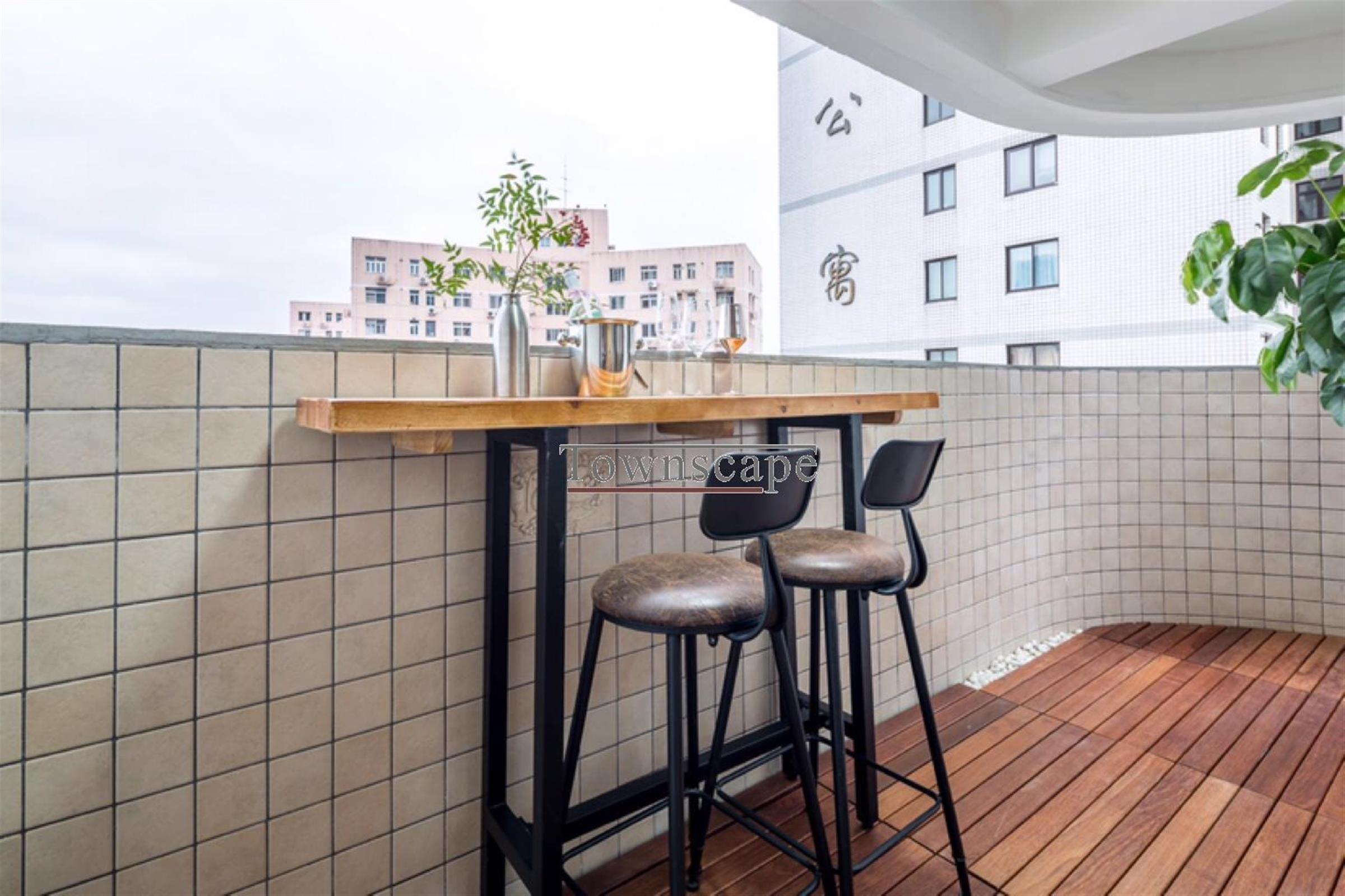 furnished balcony Renovated Bright Spacious Modern Apartment for Rent in Downtown Zhengning Rd