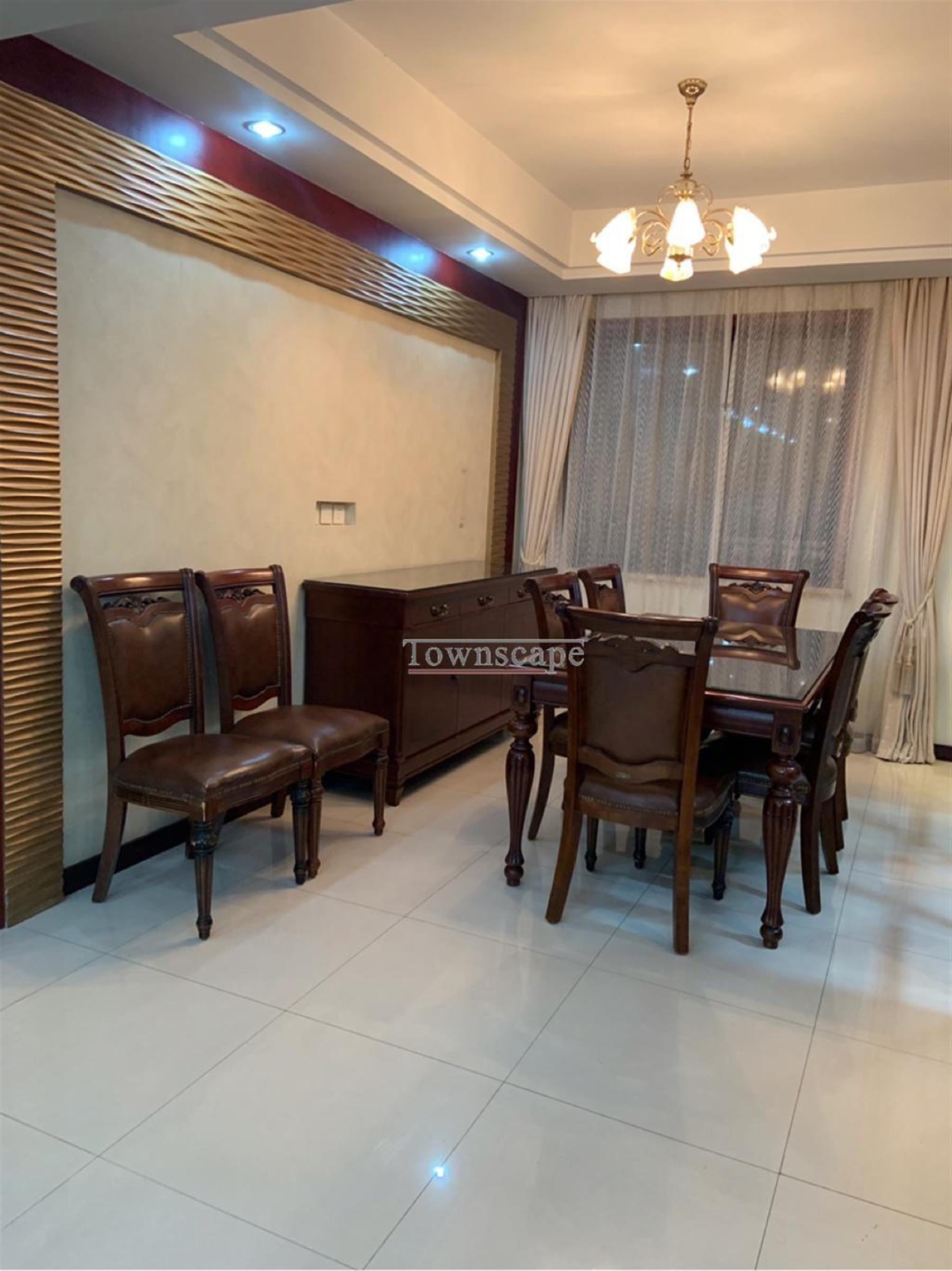 Elegant dining area Elegant 3BR Classically Furnished Gubei Apt for Rent in Shanghai