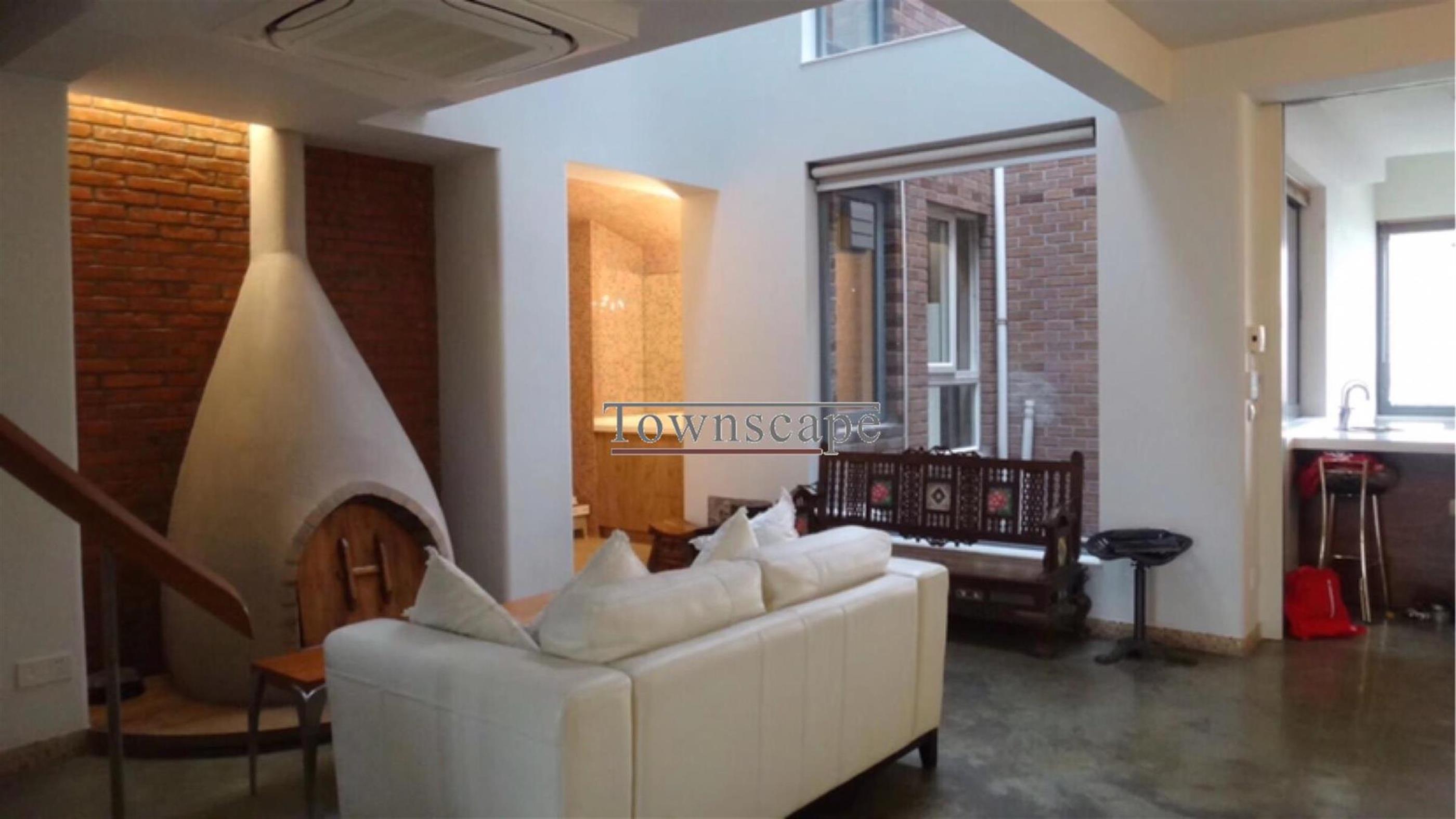 hand-crafted fireplace Must-see Hand-crafted VIP FFC Duplex Penthouse for Rent in Shanghai