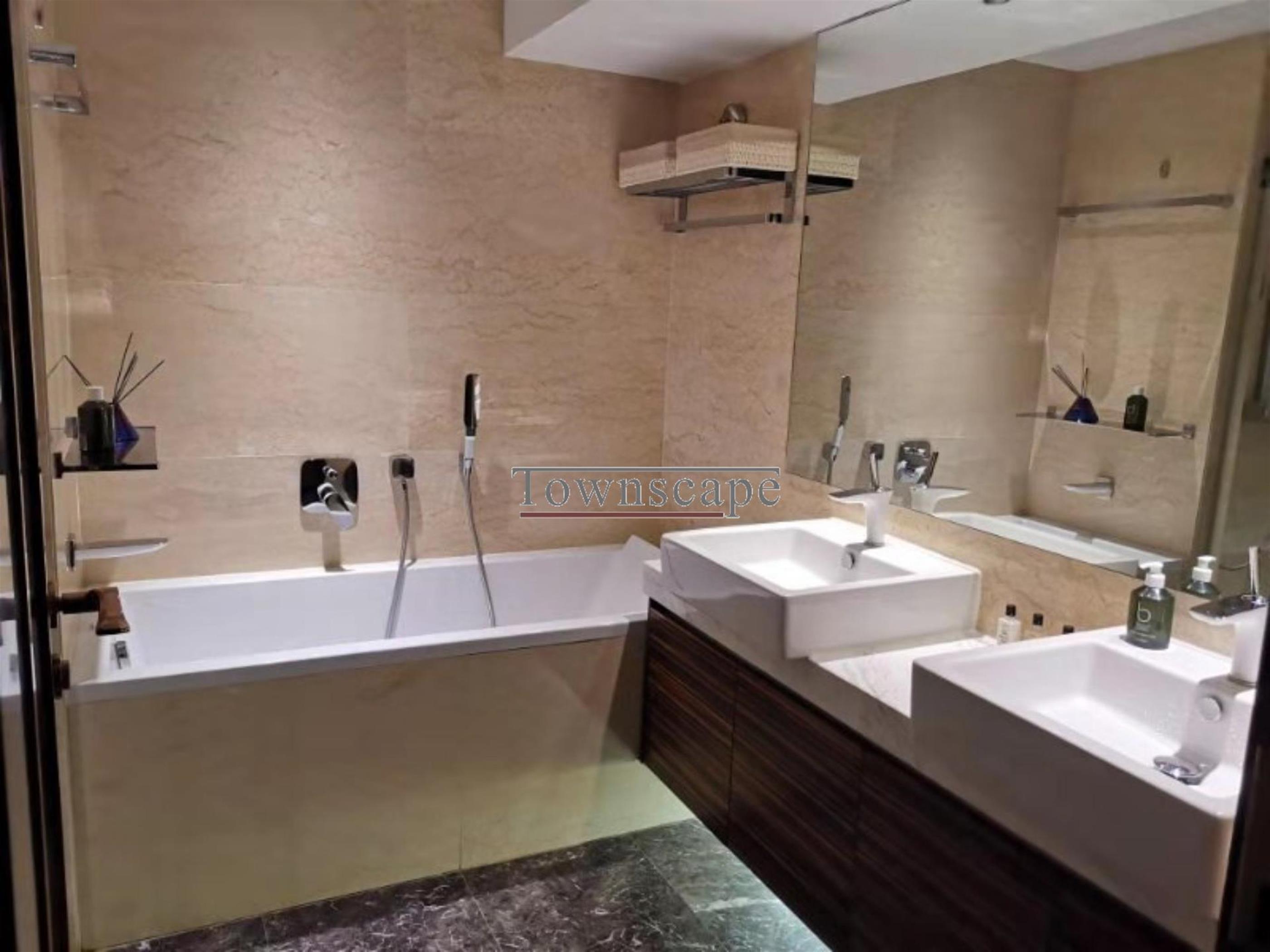 twin sinks Spectacular Chic Modern Spacious 2BR West Nanjing Rd Apt for Rent in Shanghai