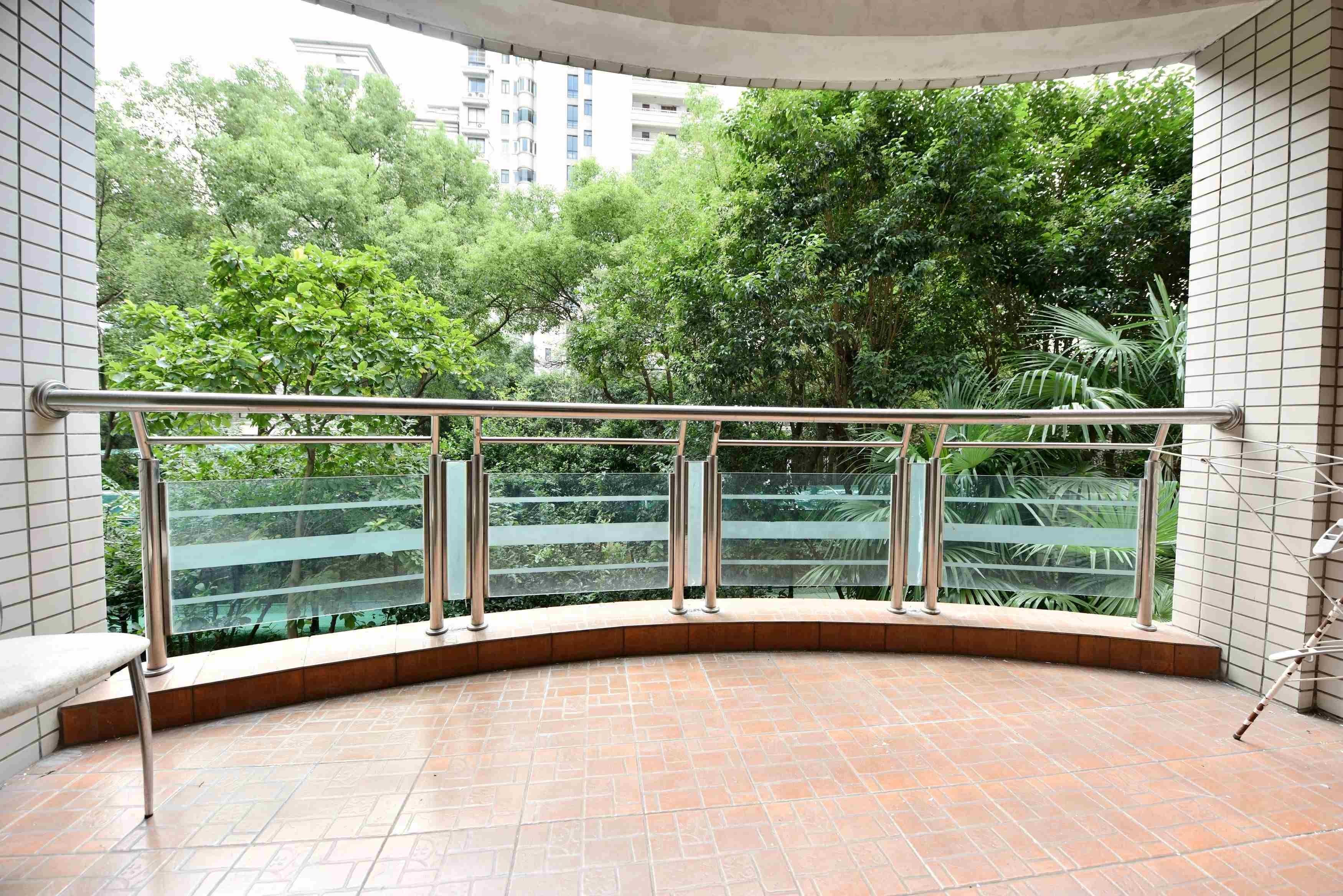 big balcony Bright Spacious 3BR Gubei Apartment for Rent in Hongqiao Shanghai