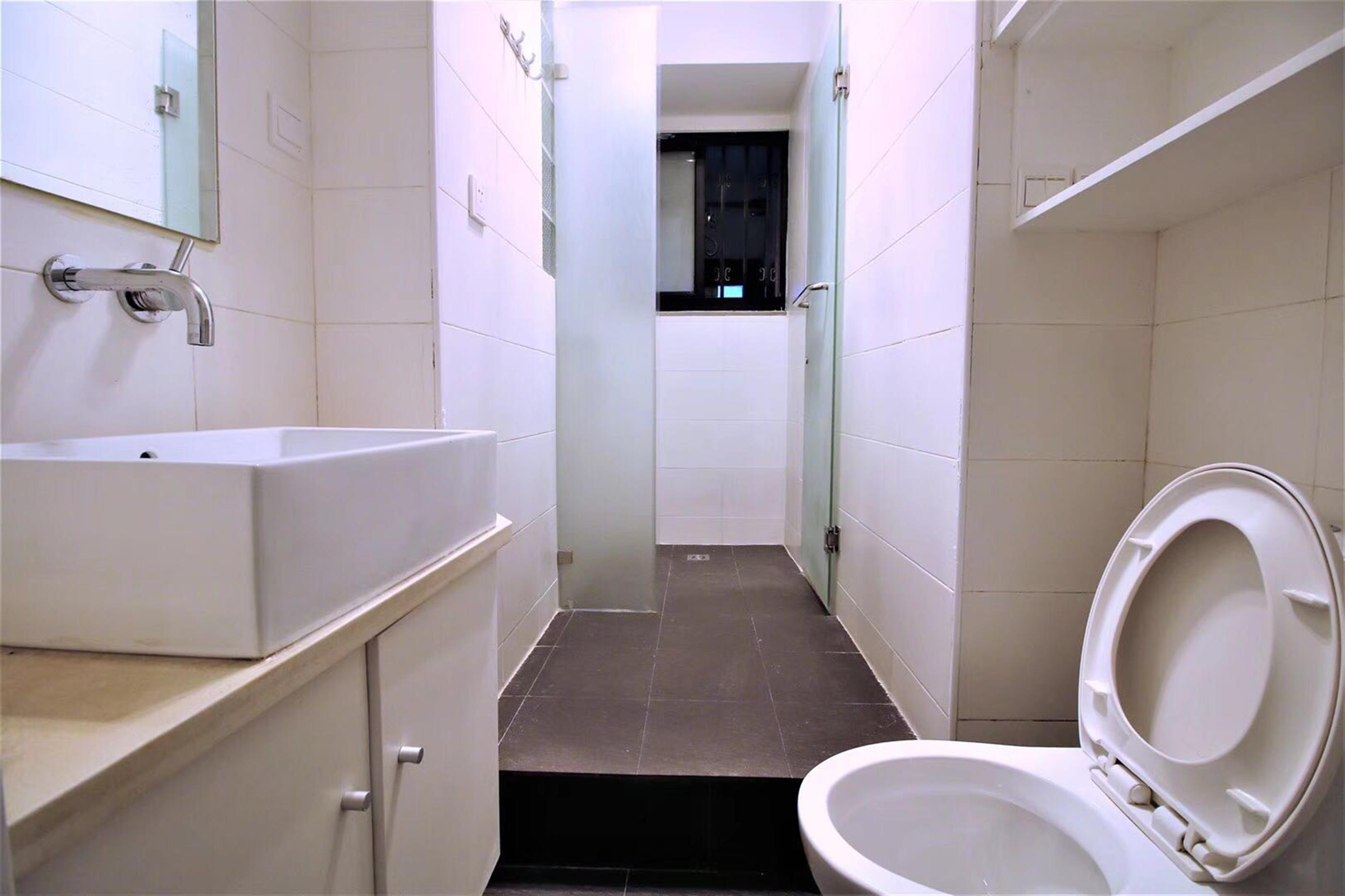 clean bathroom Sleek Modern 1F 1BR Loft in Lane House w 10sqm Patio for Rent in FFC Shanghai