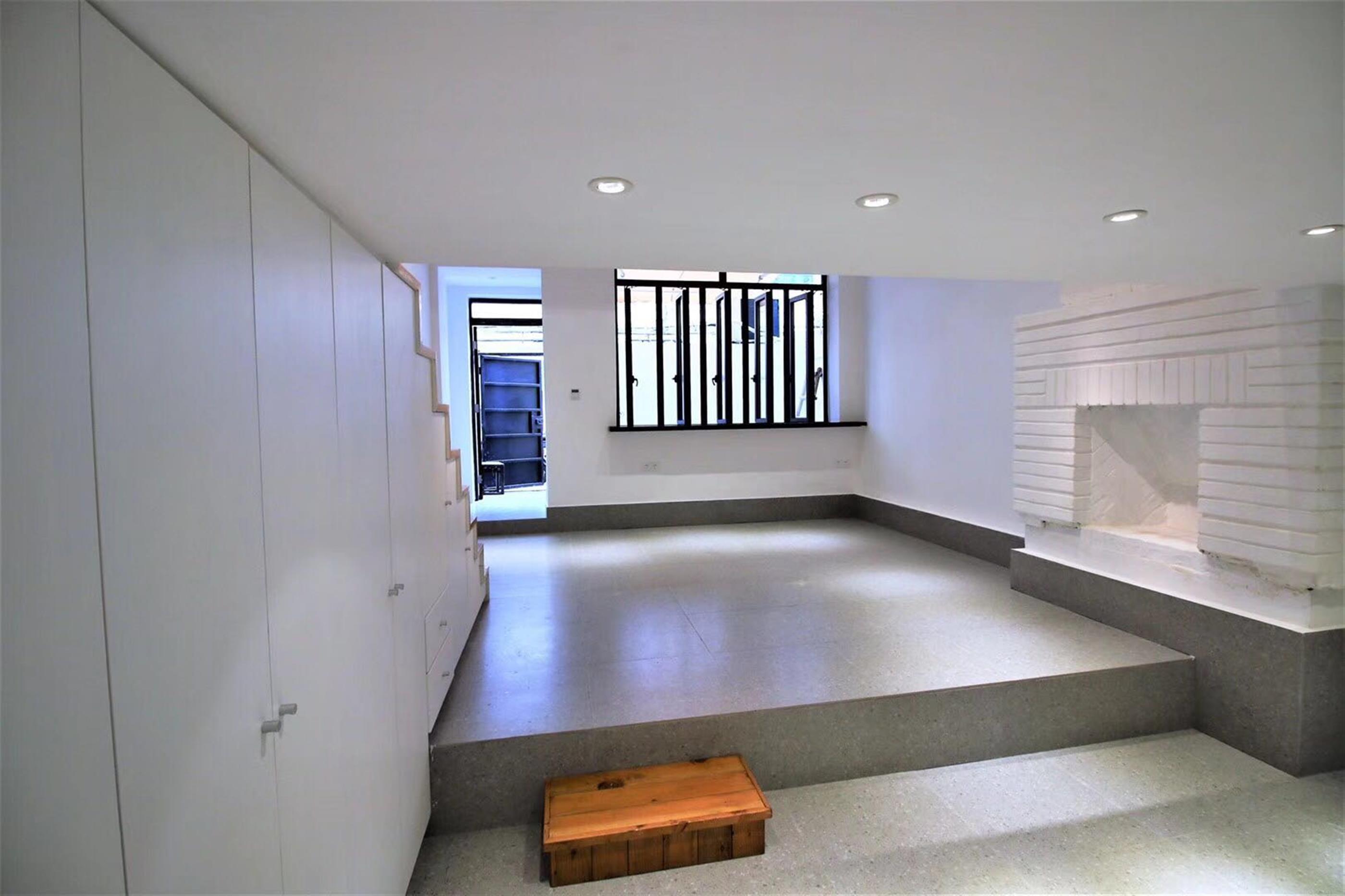 Large living space Sleek Modern 1F 1BR Loft in Lane House w 10sqm Patio for Rent in FFC Shanghai