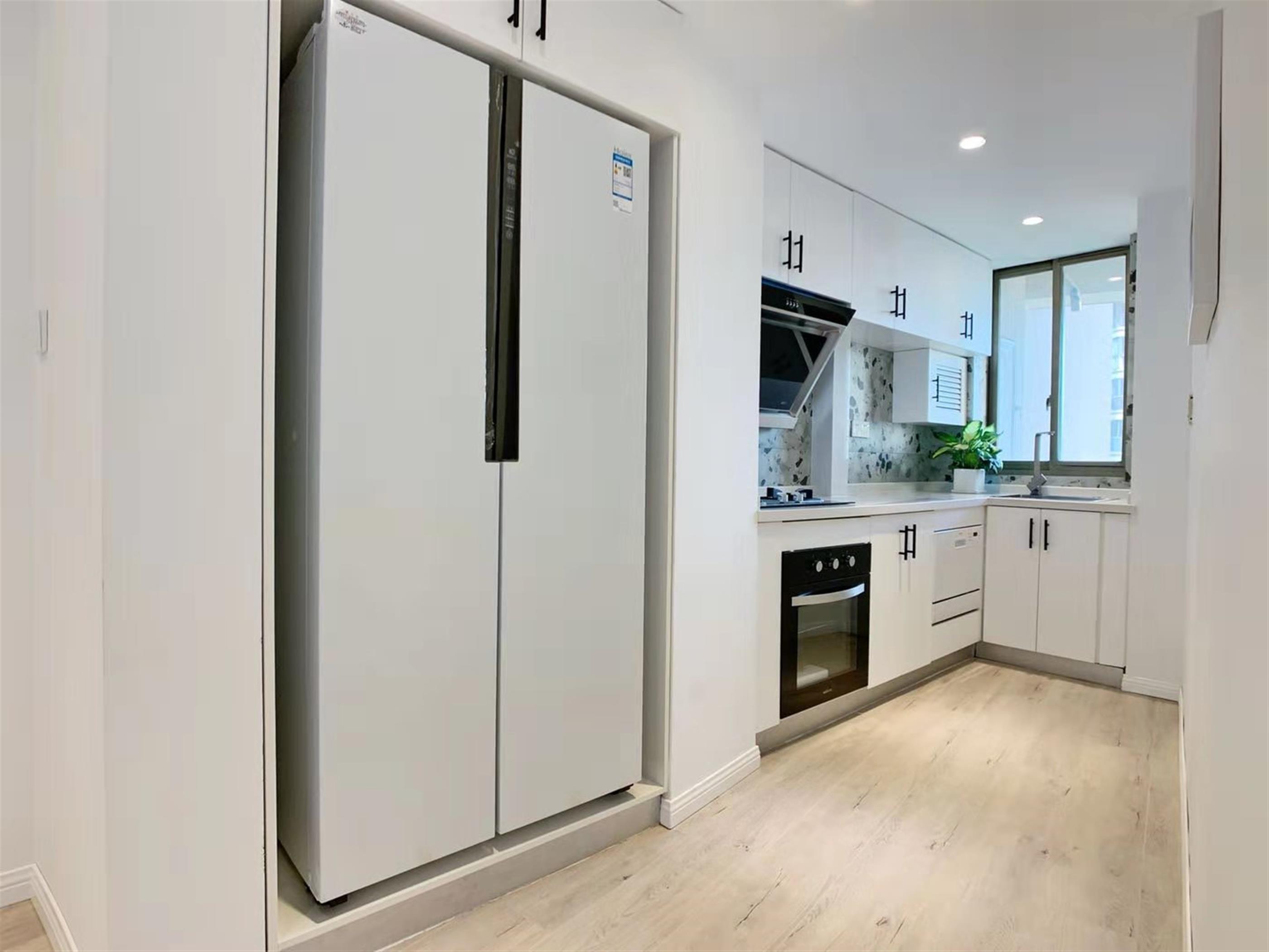 double door fridge Modern Bright Spacious Suzhou Creek Apartment for Rent in Jing