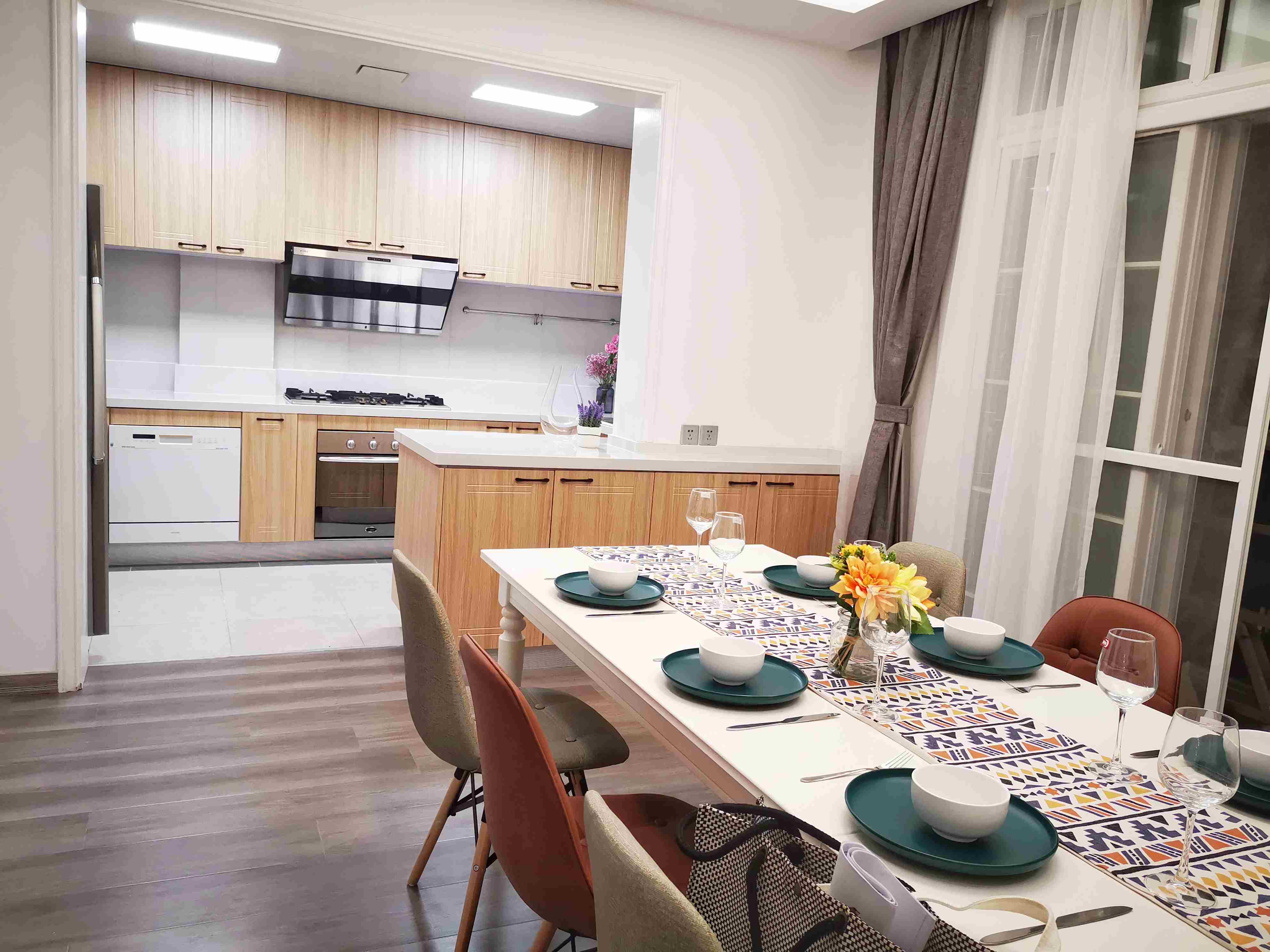 open kitchen Gorgeous Modern Spacious 3BR 2-Balcony Apartment w Fantastic Views for Rent in Pudong Shanghai