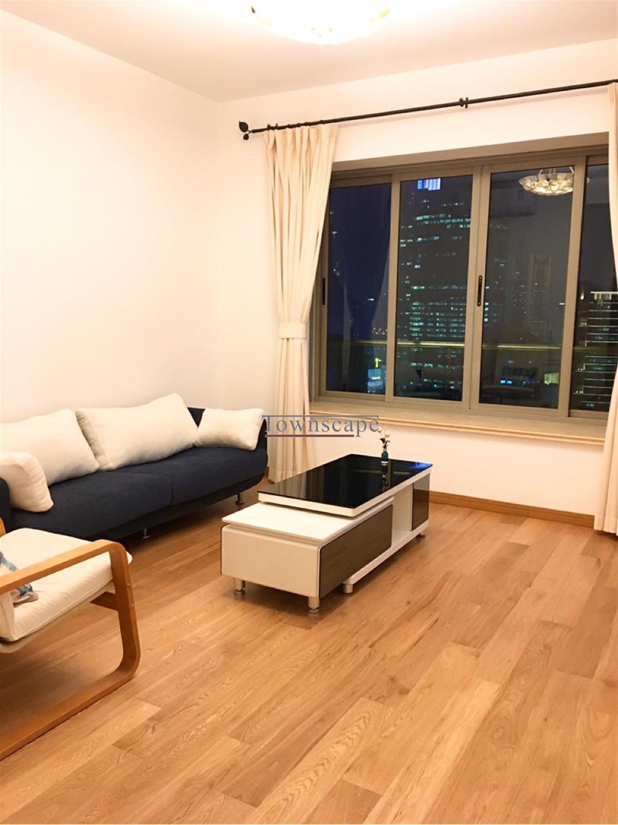open living room Large Comfortable 2BR One Park Ave Apt for Rent in Shanghai Jing’an Near LN 2/7