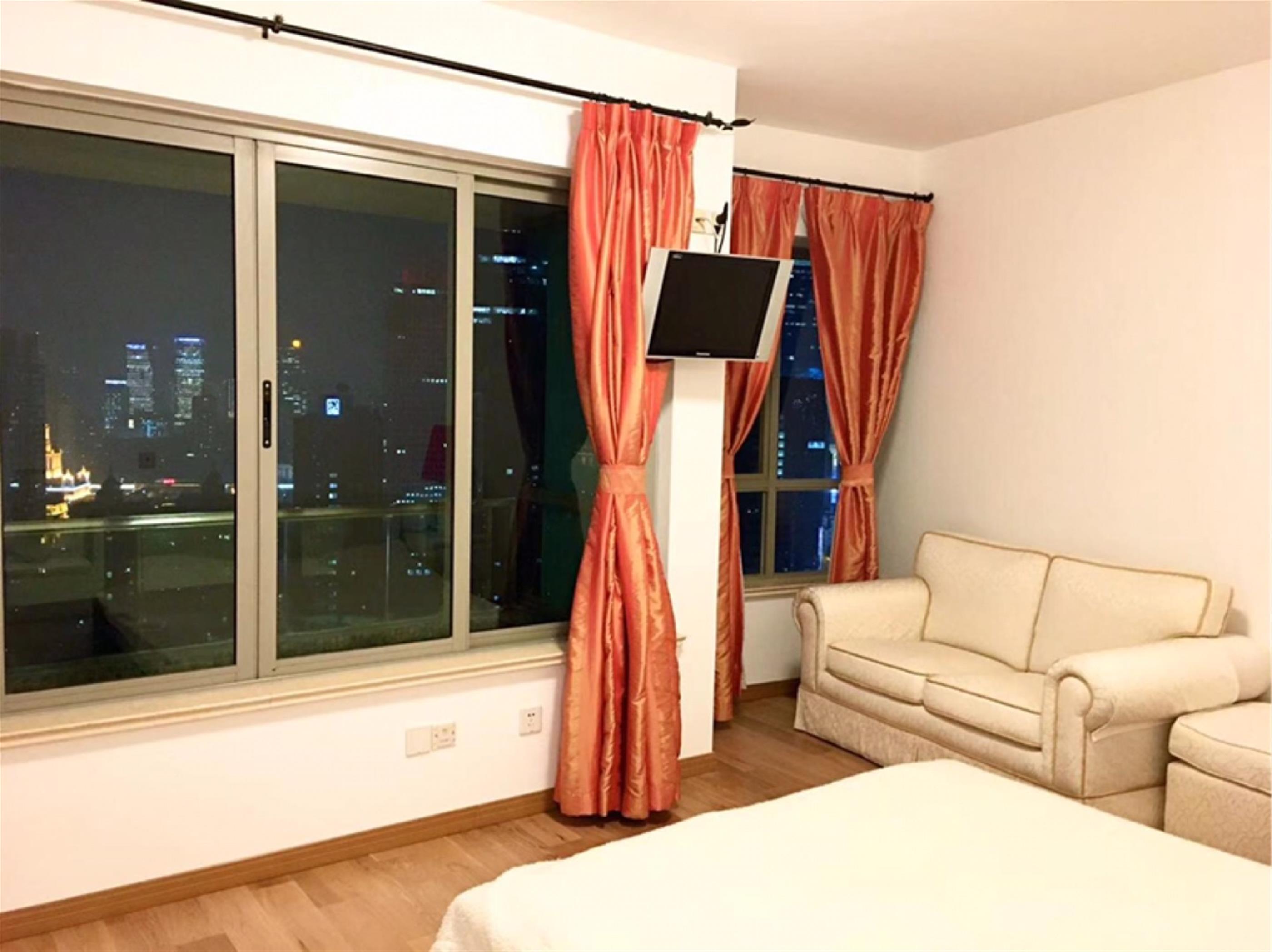 large windows Large Comfortable 2BR One Park Ave Apt for Rent in Shanghai Jing’an Near LN 2/7