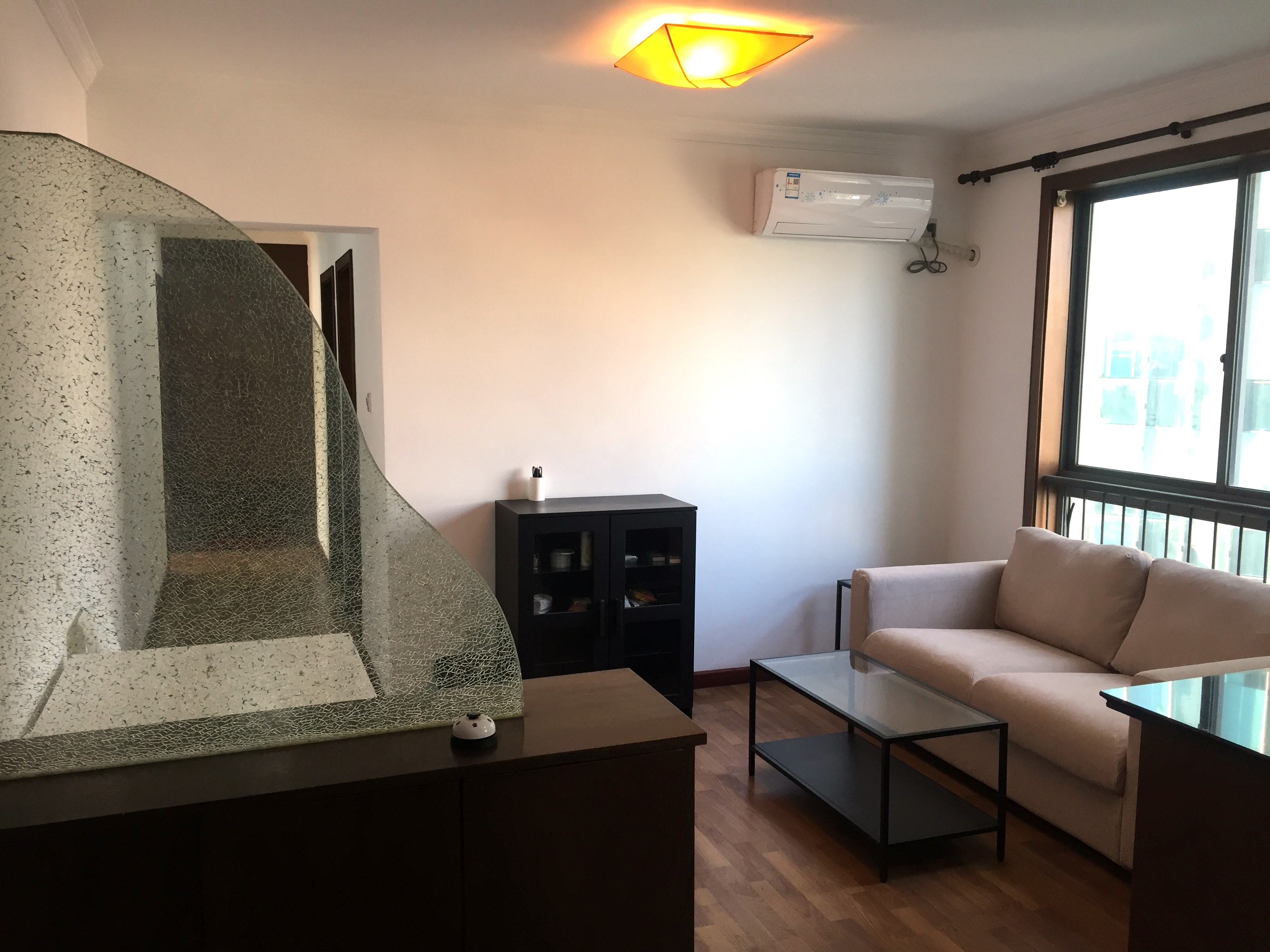 Bright living room Great Value 2BR Top of City Apt for Rent in Shanghai Jing’an Near LN 2/12/13