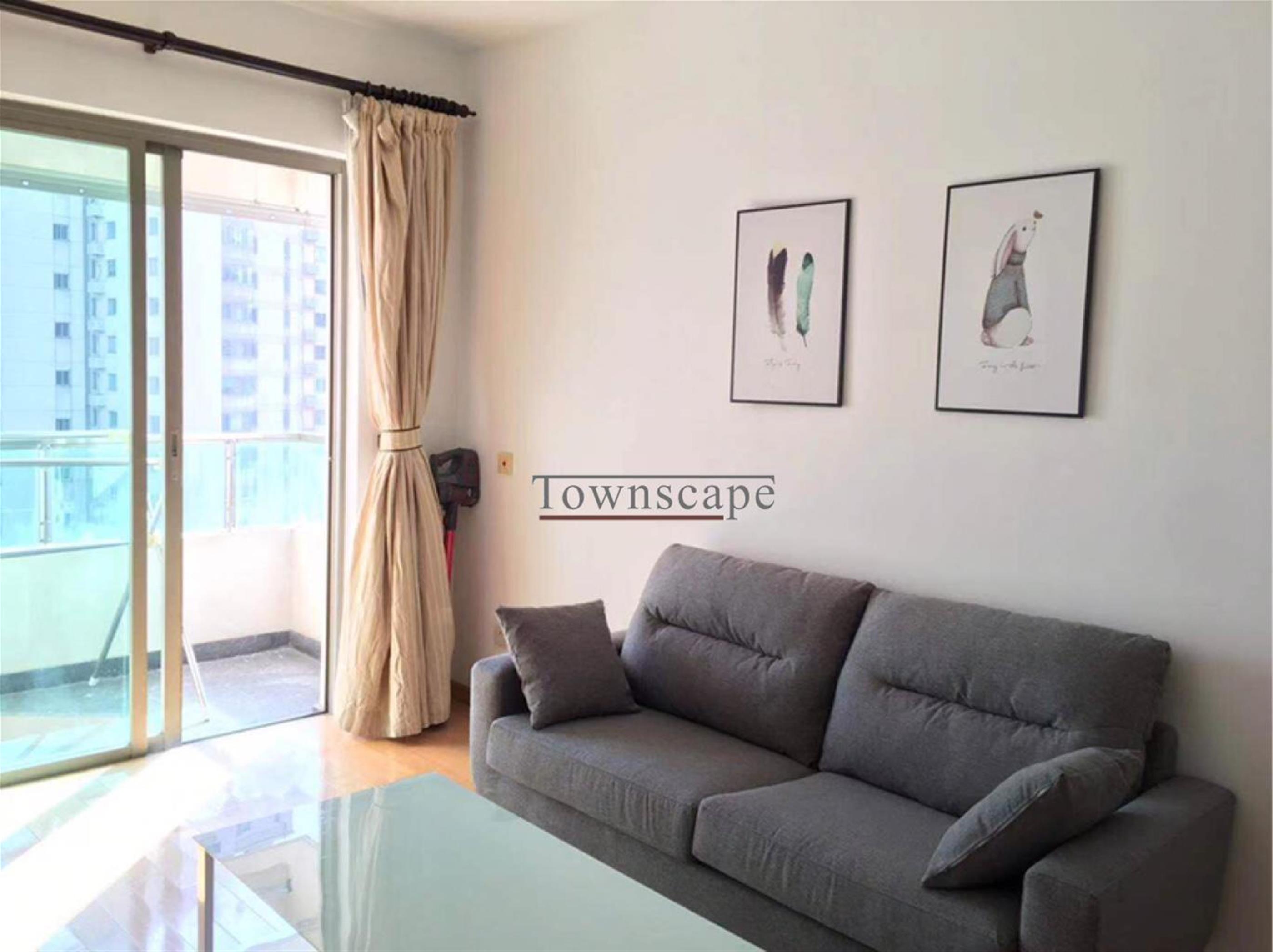 sunny balcony One Park Ave Apt nr LN 2/7 in Shanghai’s Jing’an Area for Rent