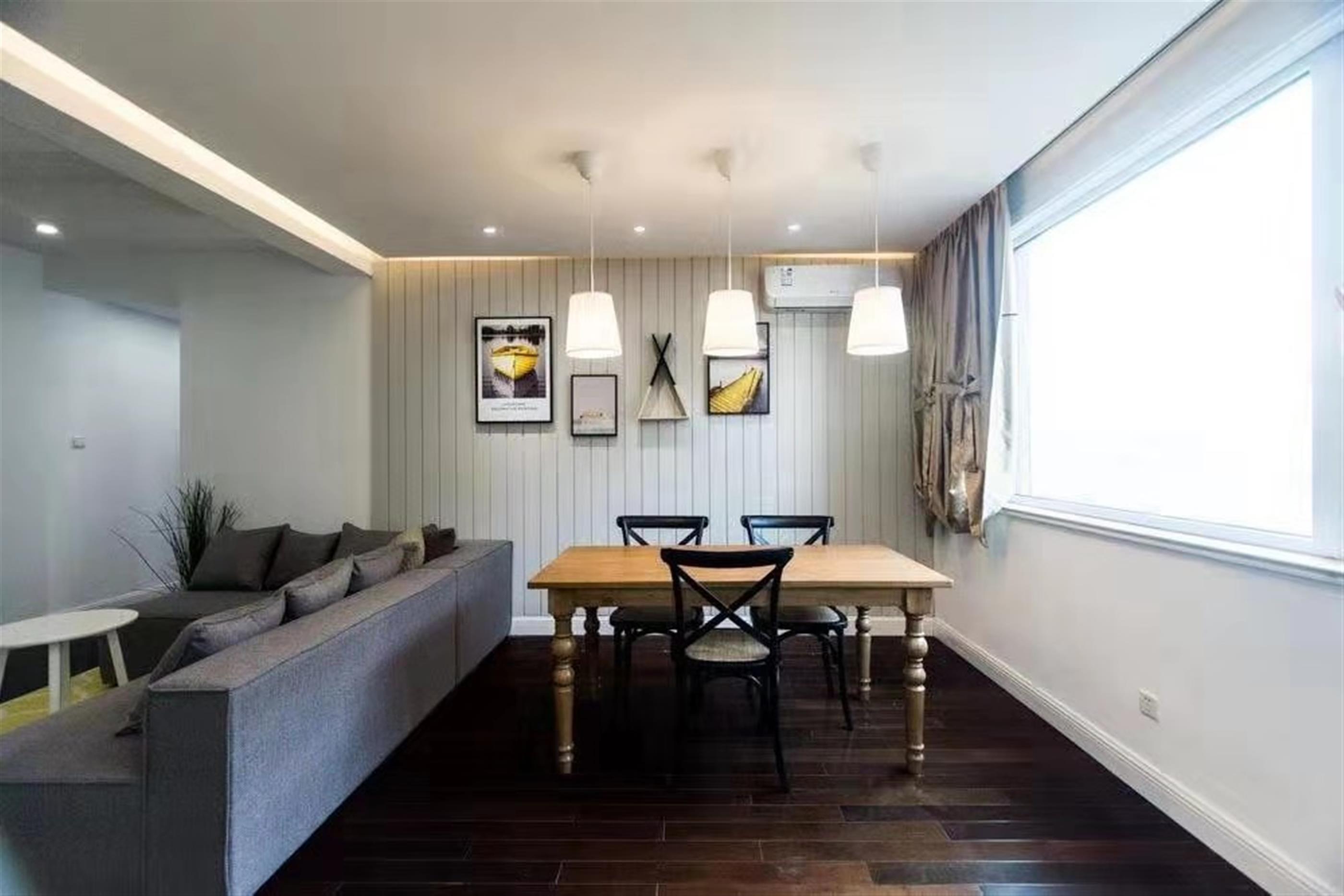 bright dining area Large 2BR Apartment nr LN 2/3/4 in Shanghai’s Xinhua Road Area for Rent