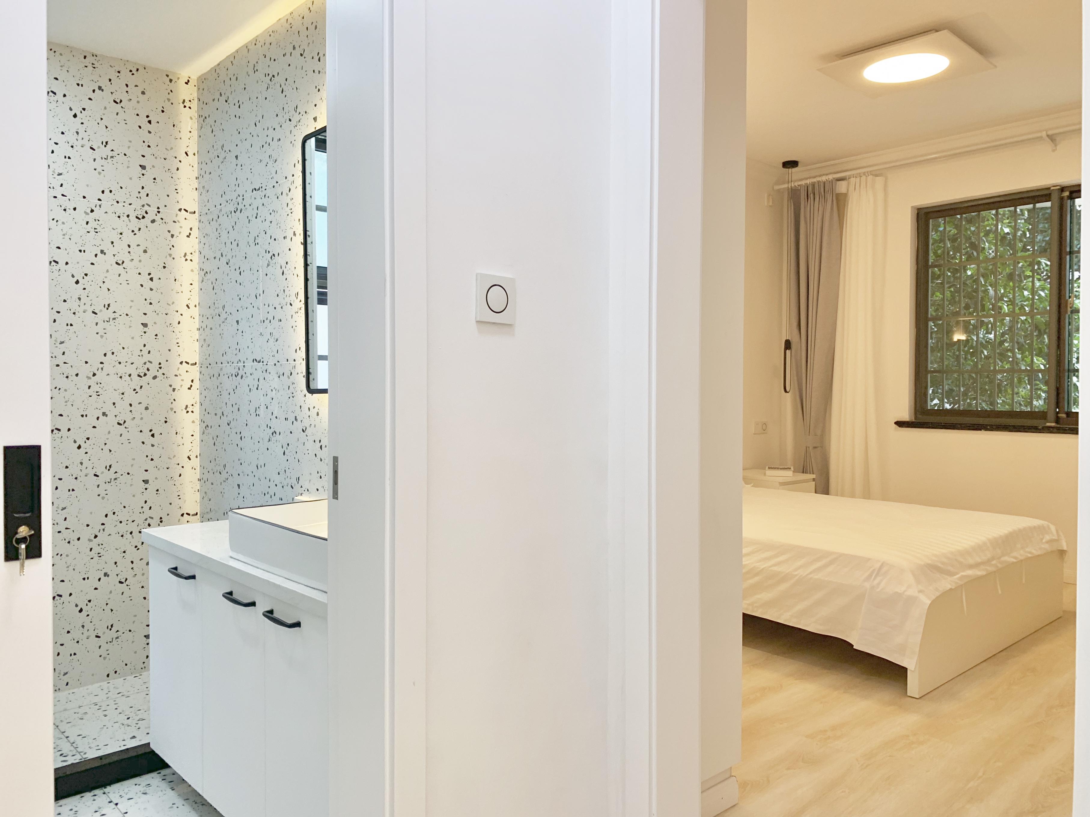 private bathroom Bright New Modern Spacious 2BR 1F Apartment with Patio nr LN 13 for Rent in Shanghai