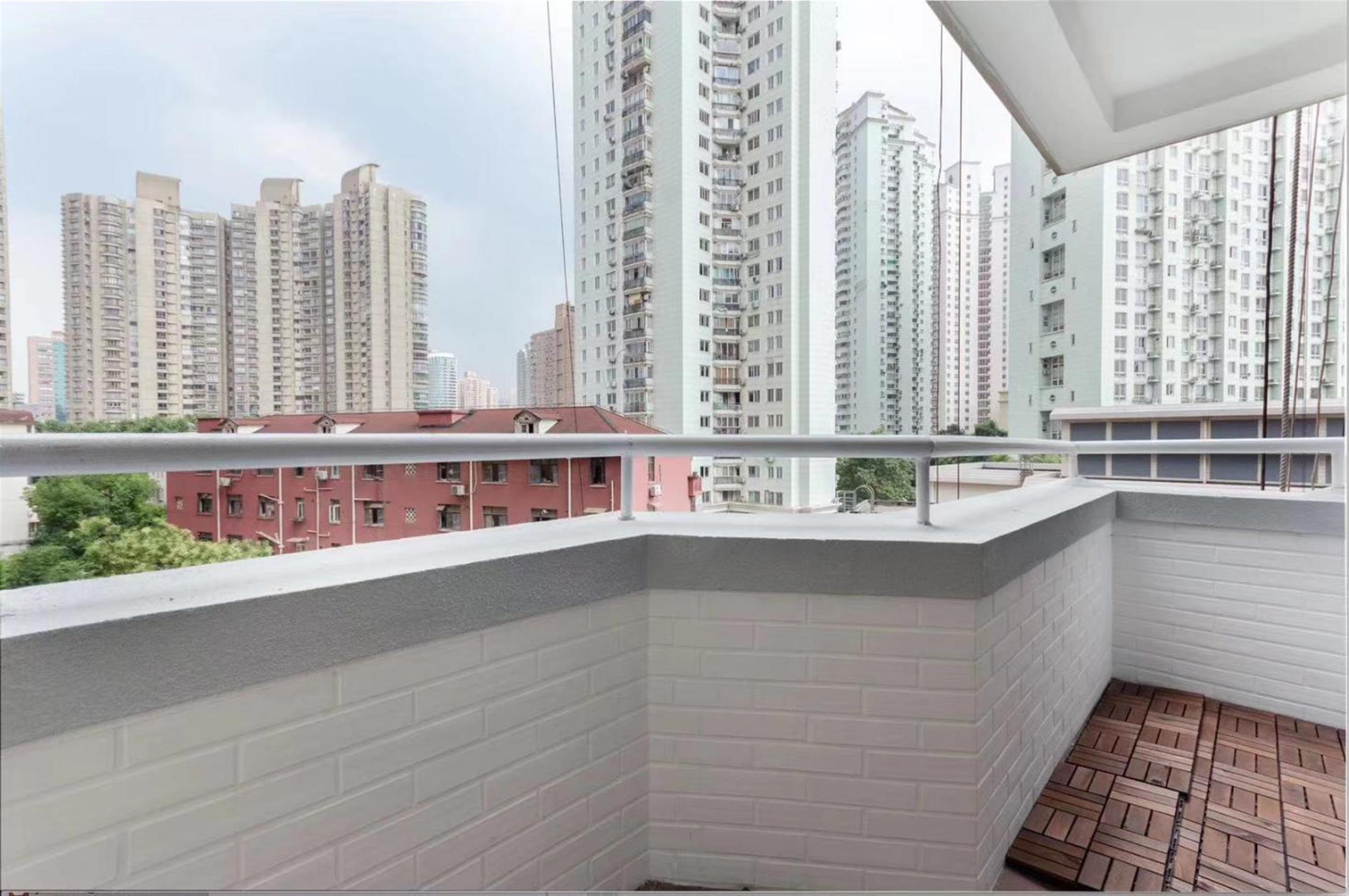 large balcony Bright Spacious 1BR FFC Apt nr LN 9/12 & Jiashan Mkt for Rent in Shanghai