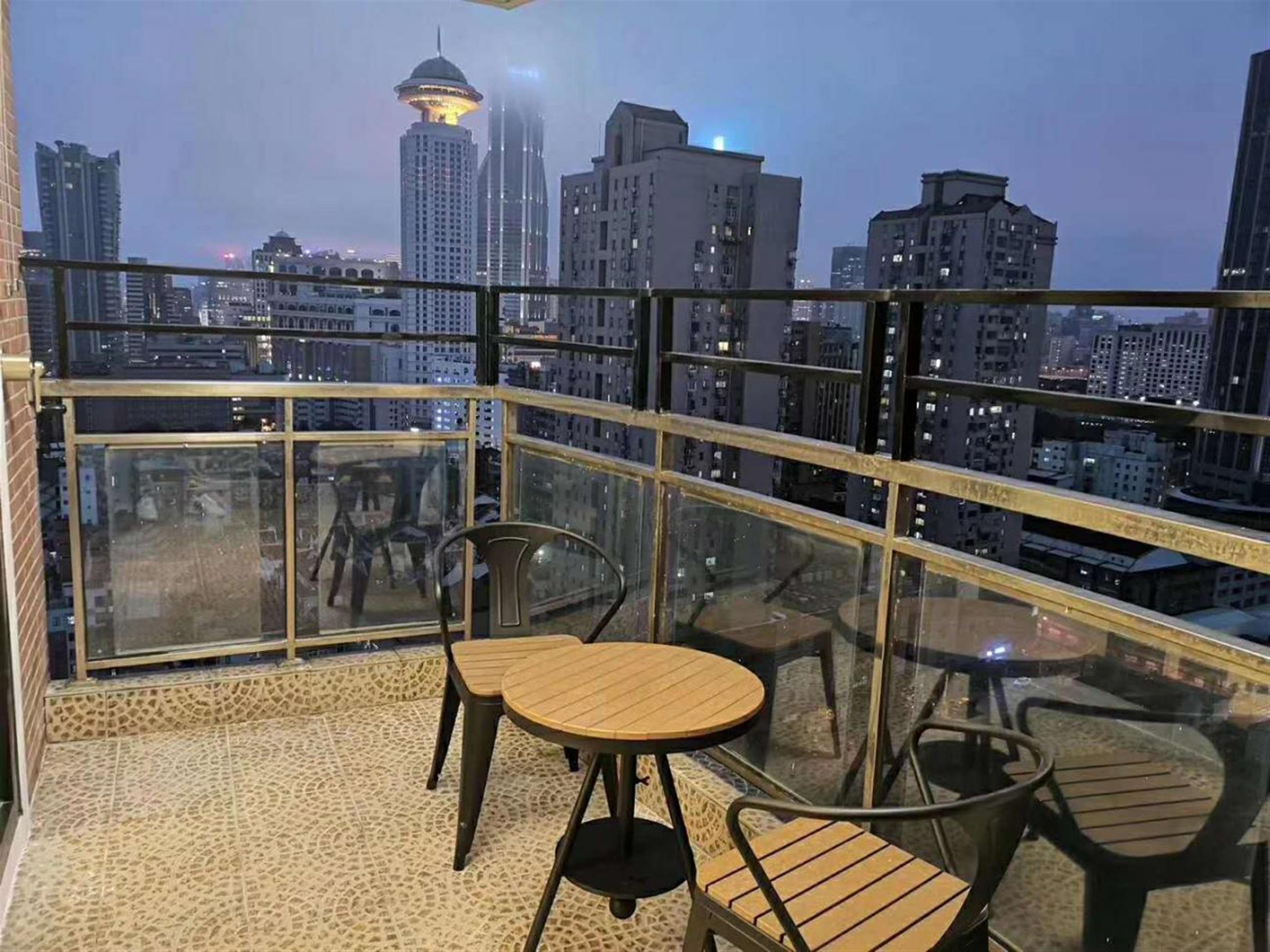 corner balcony Newly Furnished, Modern, Spacious Jing’an 4BR Apt nr LN 1/2/8/13 in Shanghai for Rent