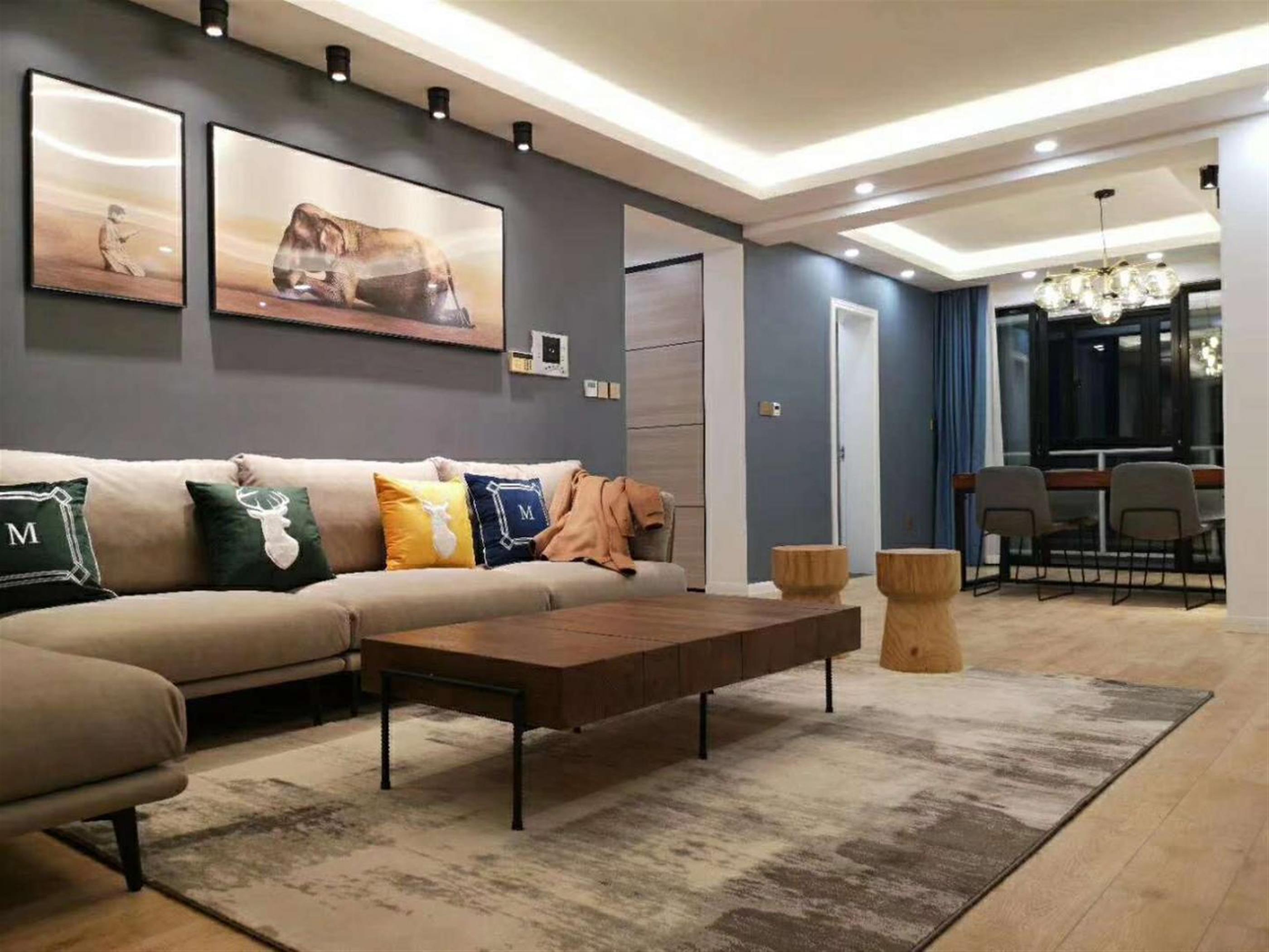 open space Newly Furnished, Modern, Spacious Jing’an 4BR Apt nr LN 1/2/8/13 in Shanghai for Rent