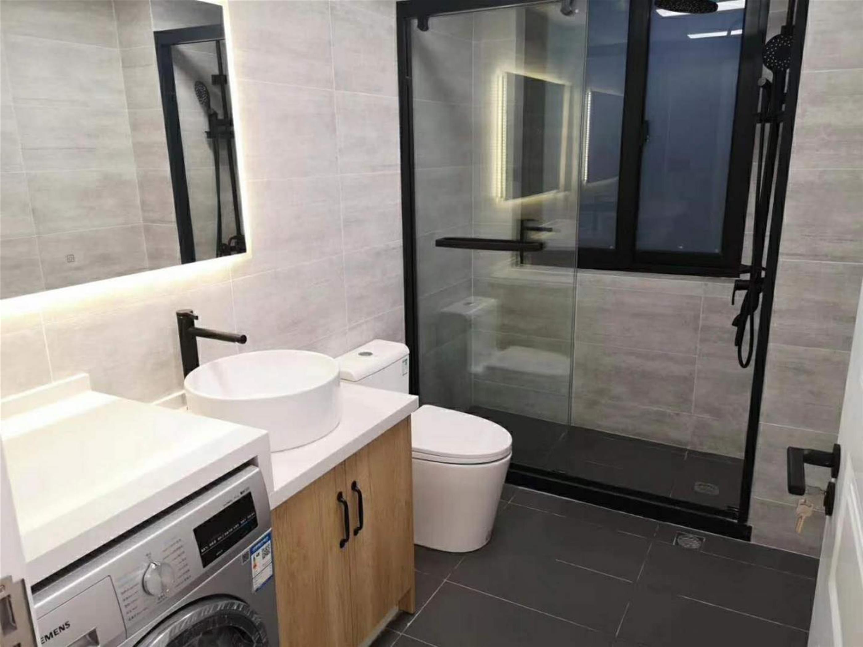 large shower Newly Furnished, Modern, Spacious Jing’an 4BR Apt nr LN 1/2/8/13 in Shanghai for Rent