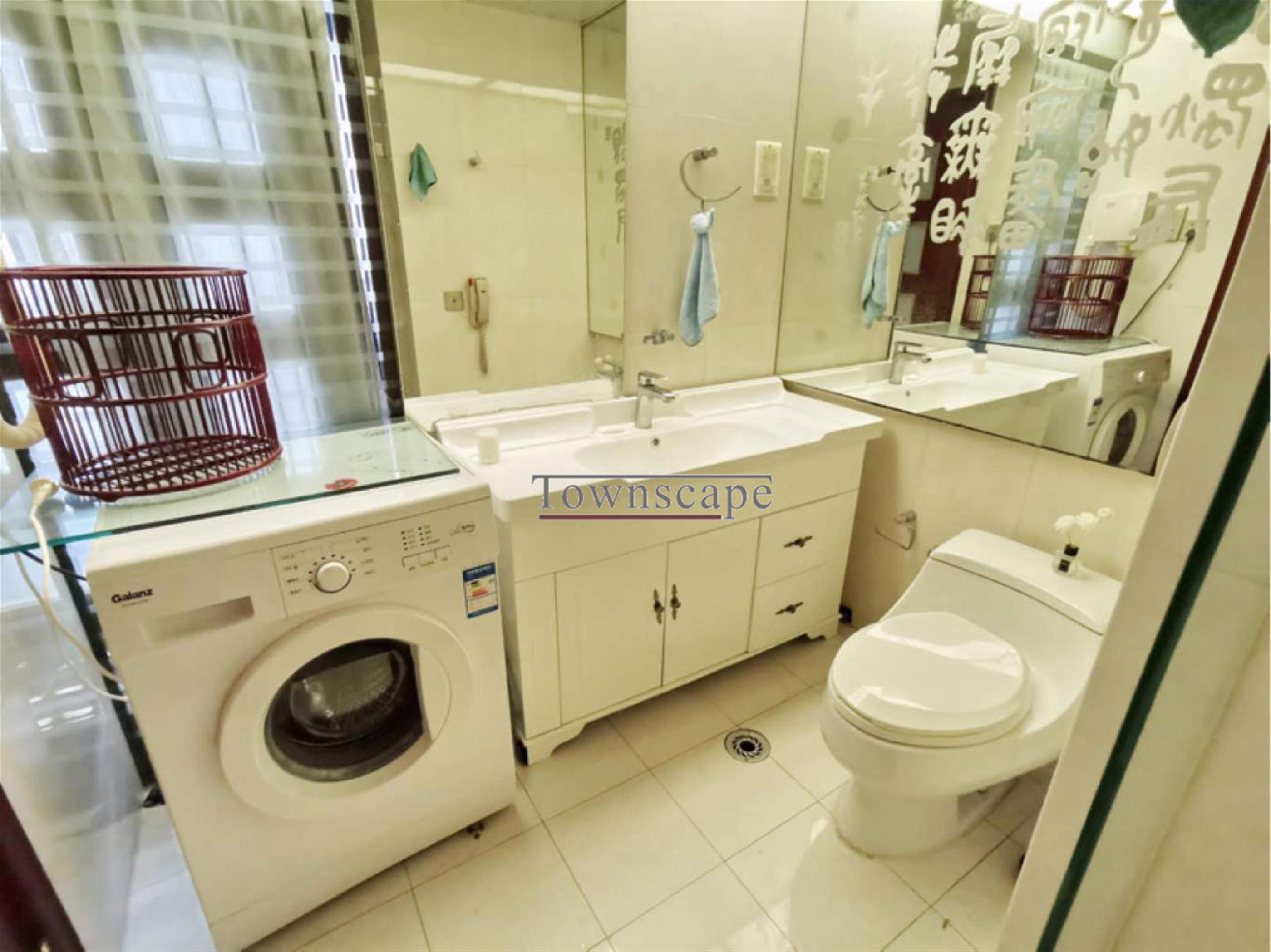 clean bathroom Comfortable Cozy West Nanjing Road 1BR Apartment nr LN 2/12/13 for Rent in Shanghai