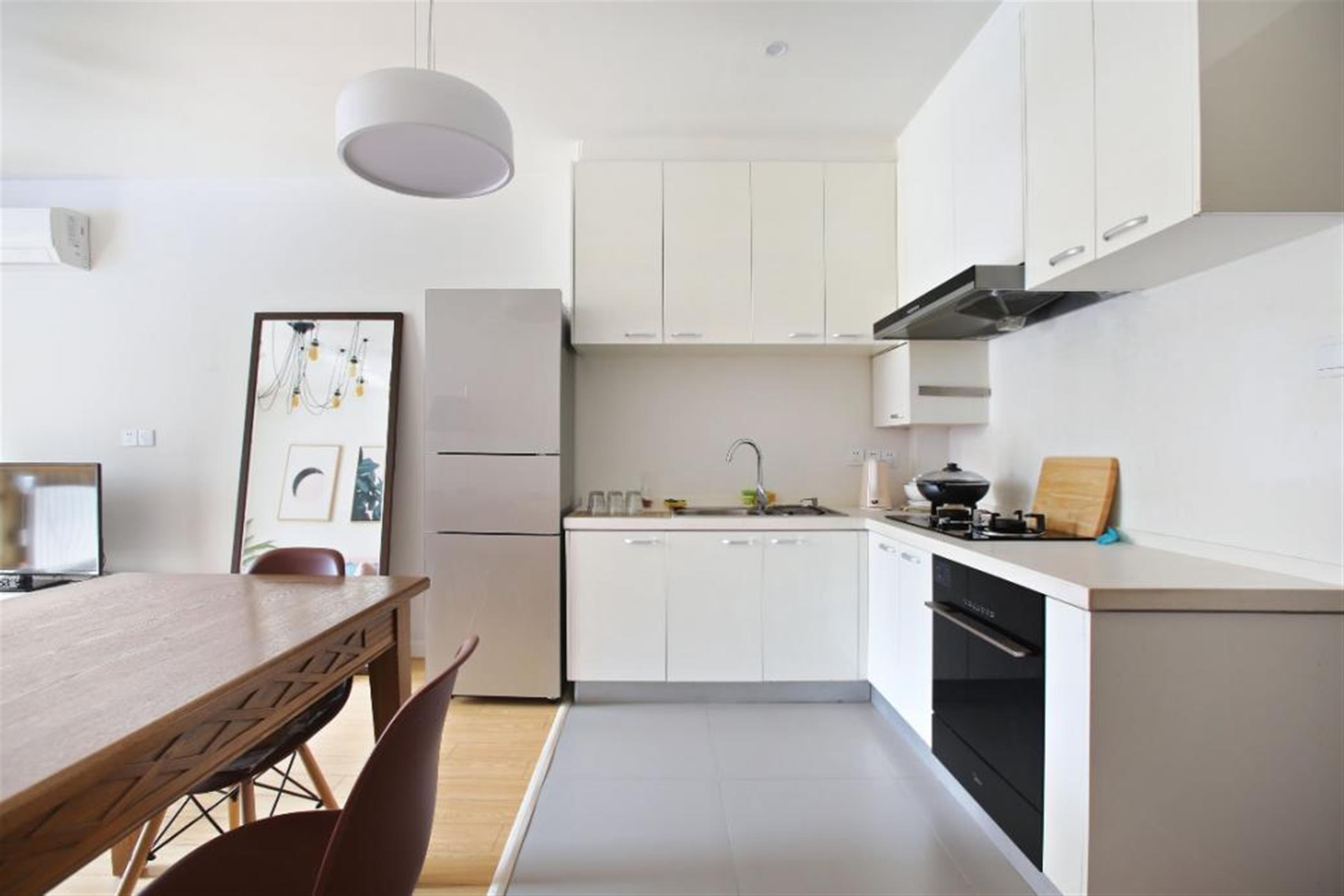 Open Kitchen Renovated Bright Modern 1BR FFC 2F Walk-up Apt nr LN1/7/9 for Rent in Shanghai