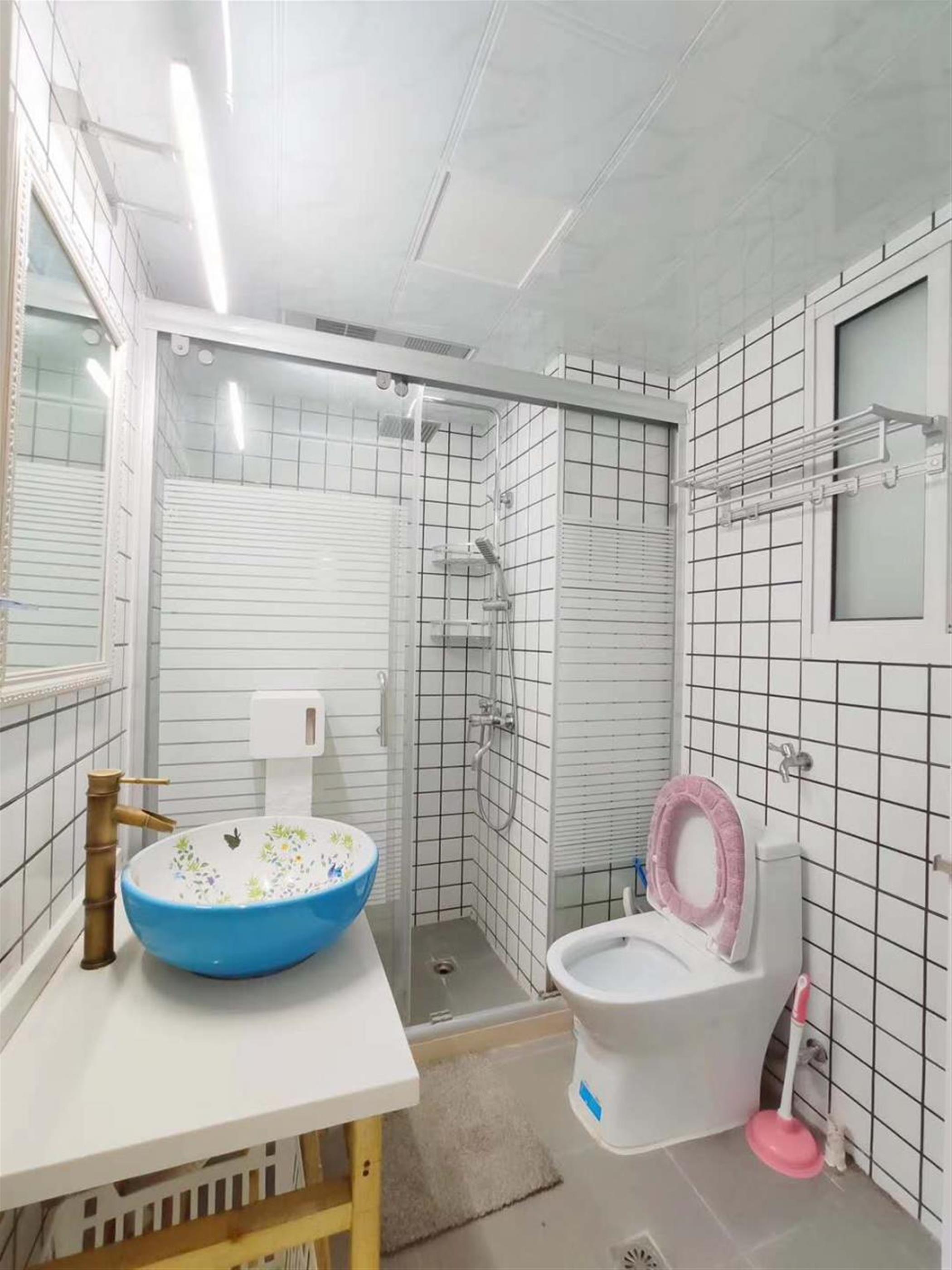 Clean Bathroom Bright Clean Affordable Huaihai Road 2BR Apt Nr LN 1/10/12/13 for Rent in Shanghai