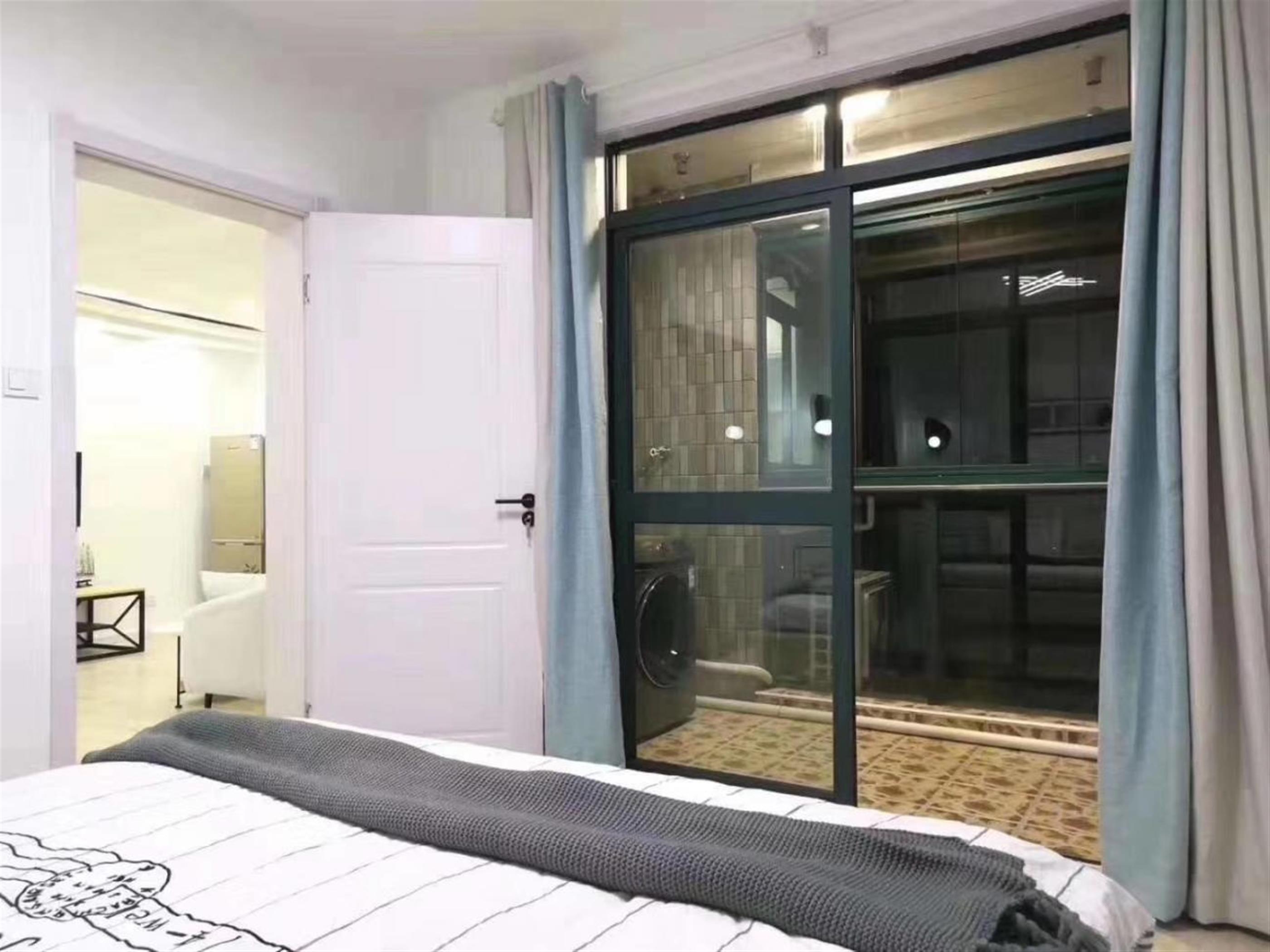 Balcony Sleek Modern 1BR Apartment Nr LN 3/4 for Rent in Shanghai