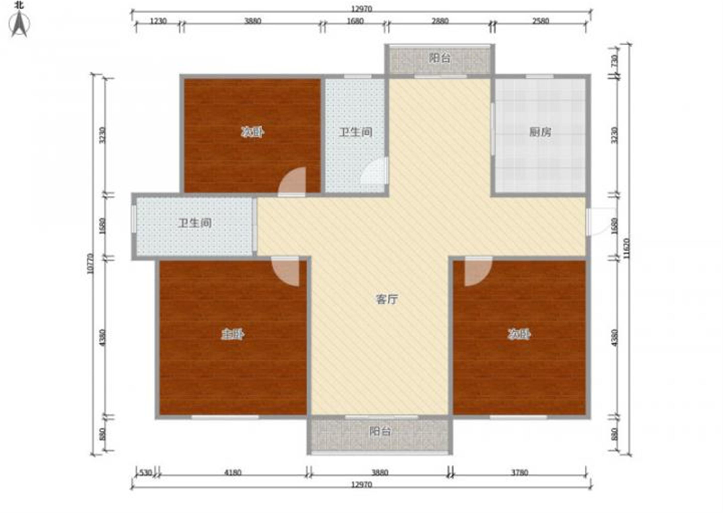 layout Bright Spacious 3BR 140sqm Zhongshan Park Apartment for Rent in Shanghai