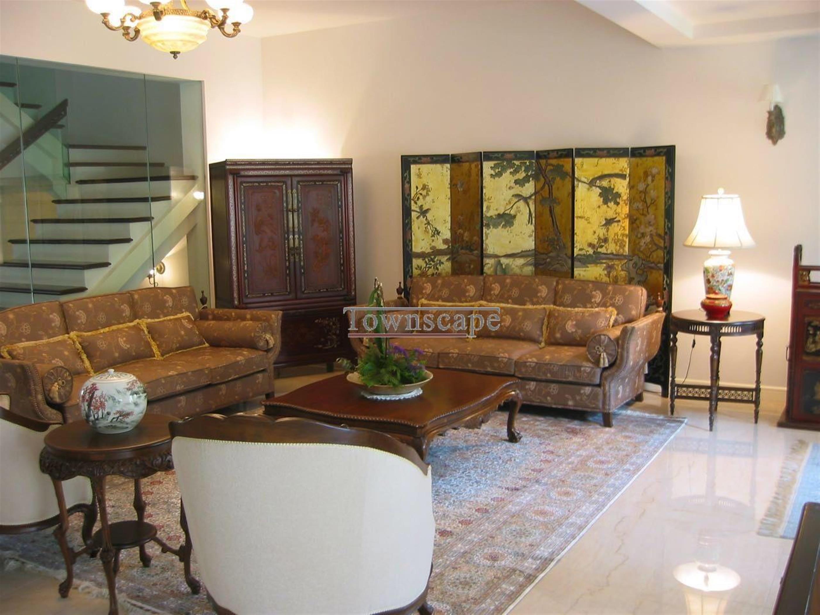 beautiful decorations Ultra-lux 3.5F, 3BR, 370sqm FFC Villa w Big Garden nr LN 1/10 for Rent in Shanghai