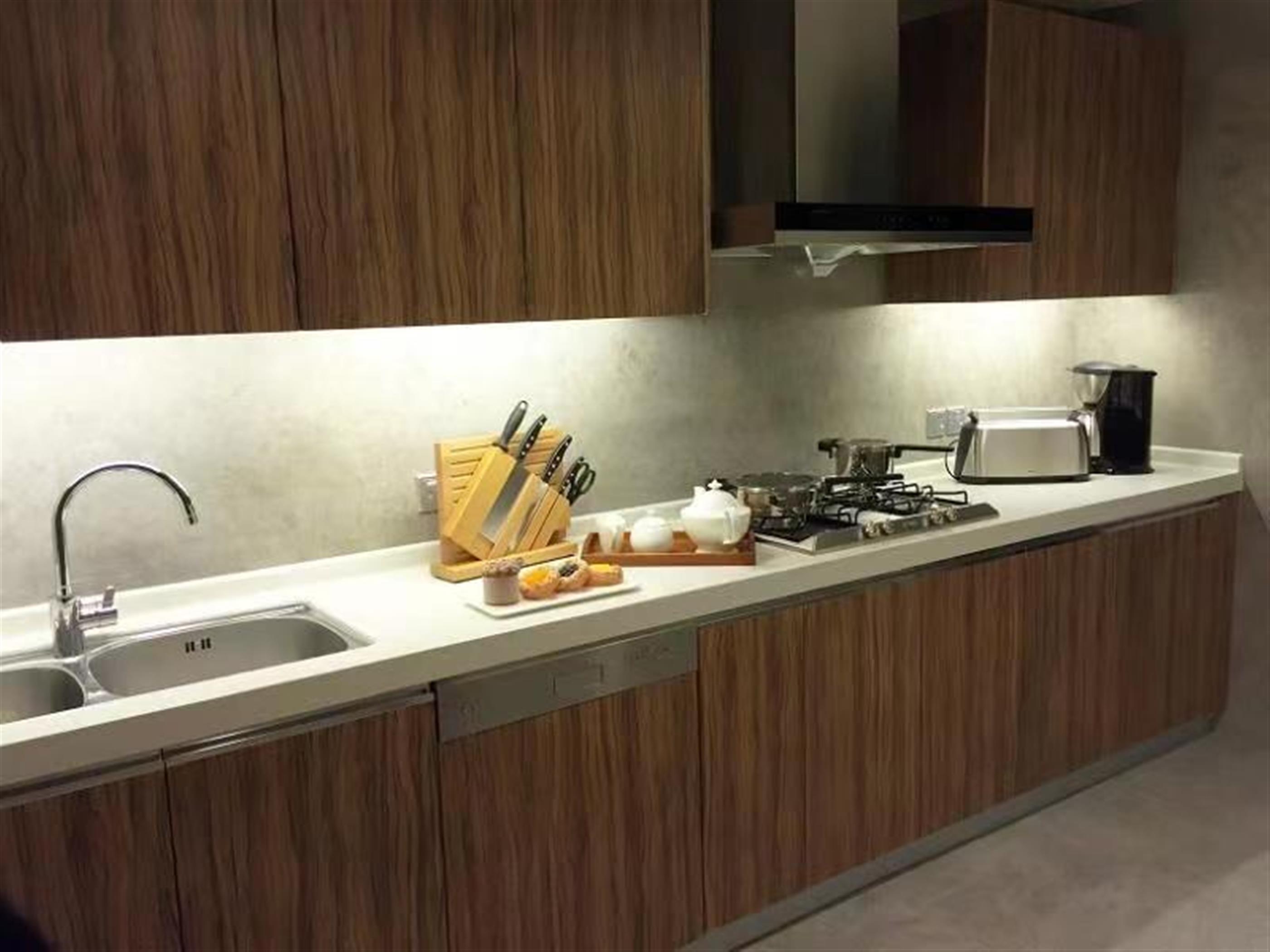 Kitchen Luxurious FFC 2BR+Office Service Apartment nr LN 1 for Rent in Shanghai