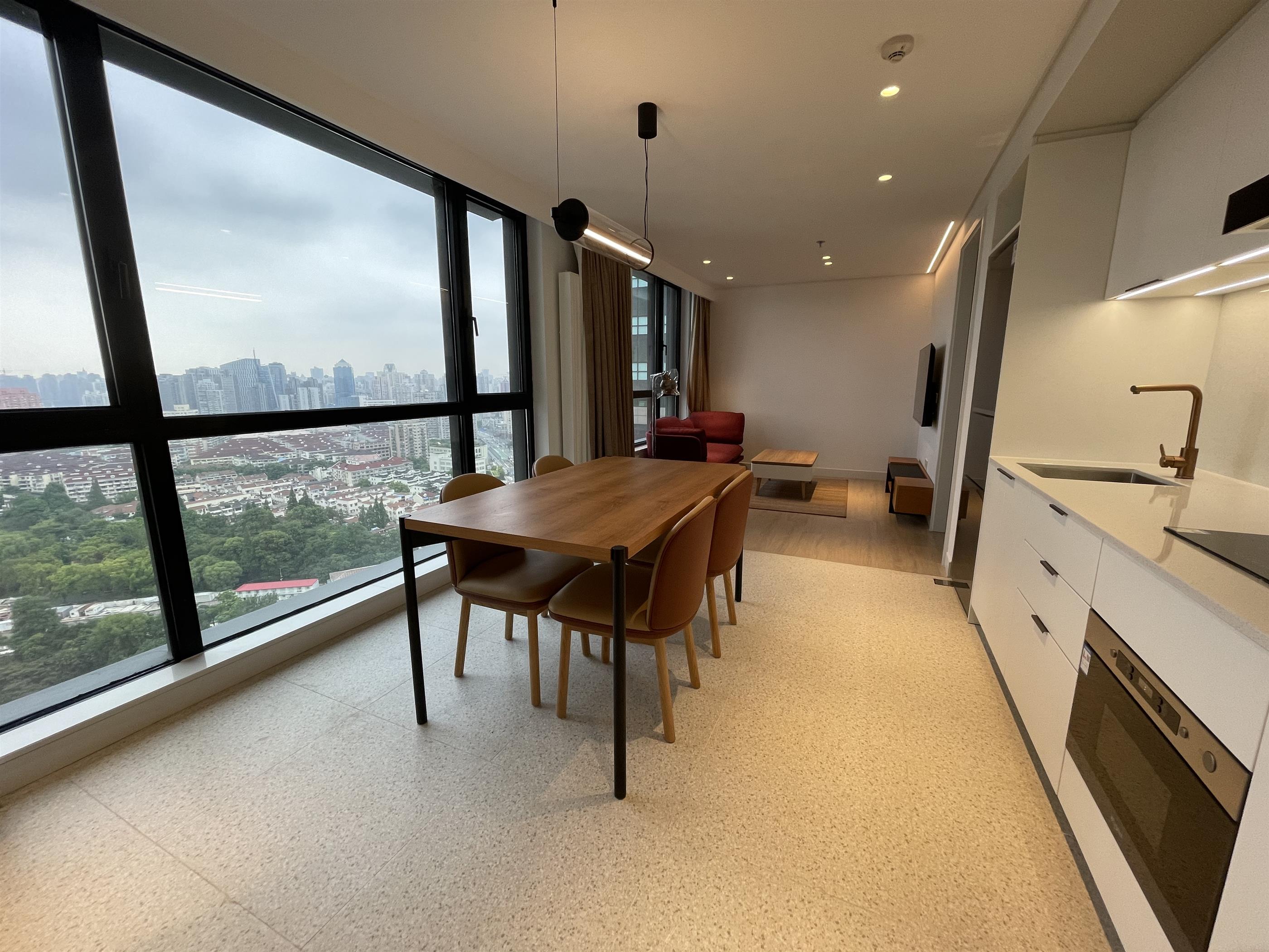 Dining Area Modern Budget Zhongshan Park 1BR Service Apartment nr LN 2/3/4 for Rent in Shanghai