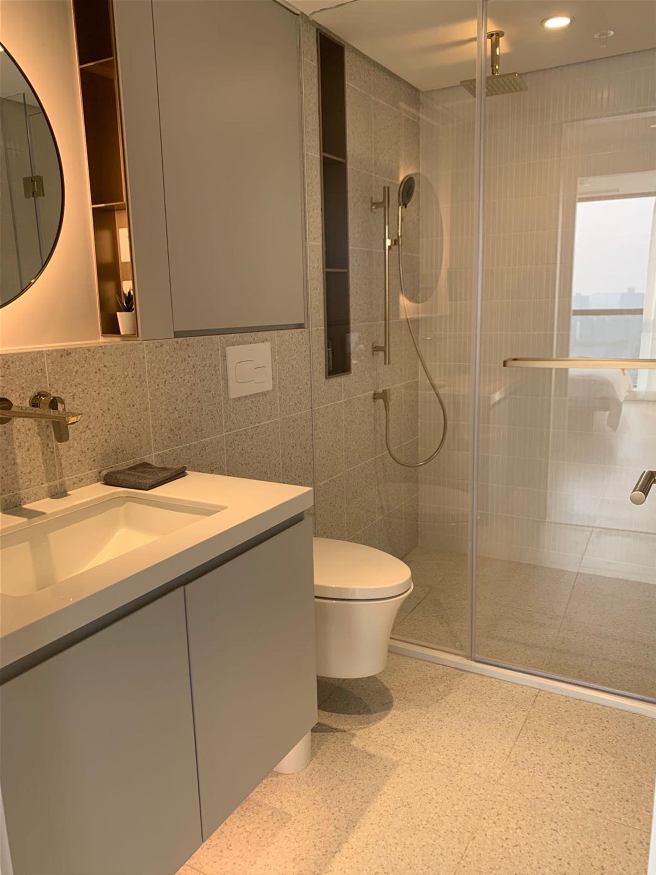master en-suite bathroom Modern Zhongshan Park 1BR Service Apartment nr LN 2/3/4 for Rent in Shanghai