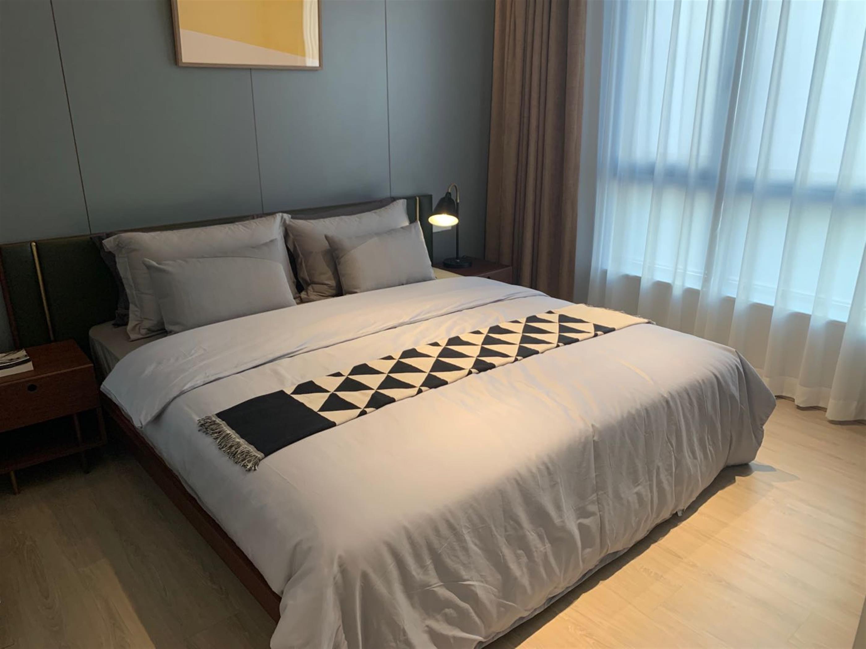 master bedroom Modern Zhongshan Park 2BR Service Apartment nr LN 2/3/4 for Rent in Shanghai