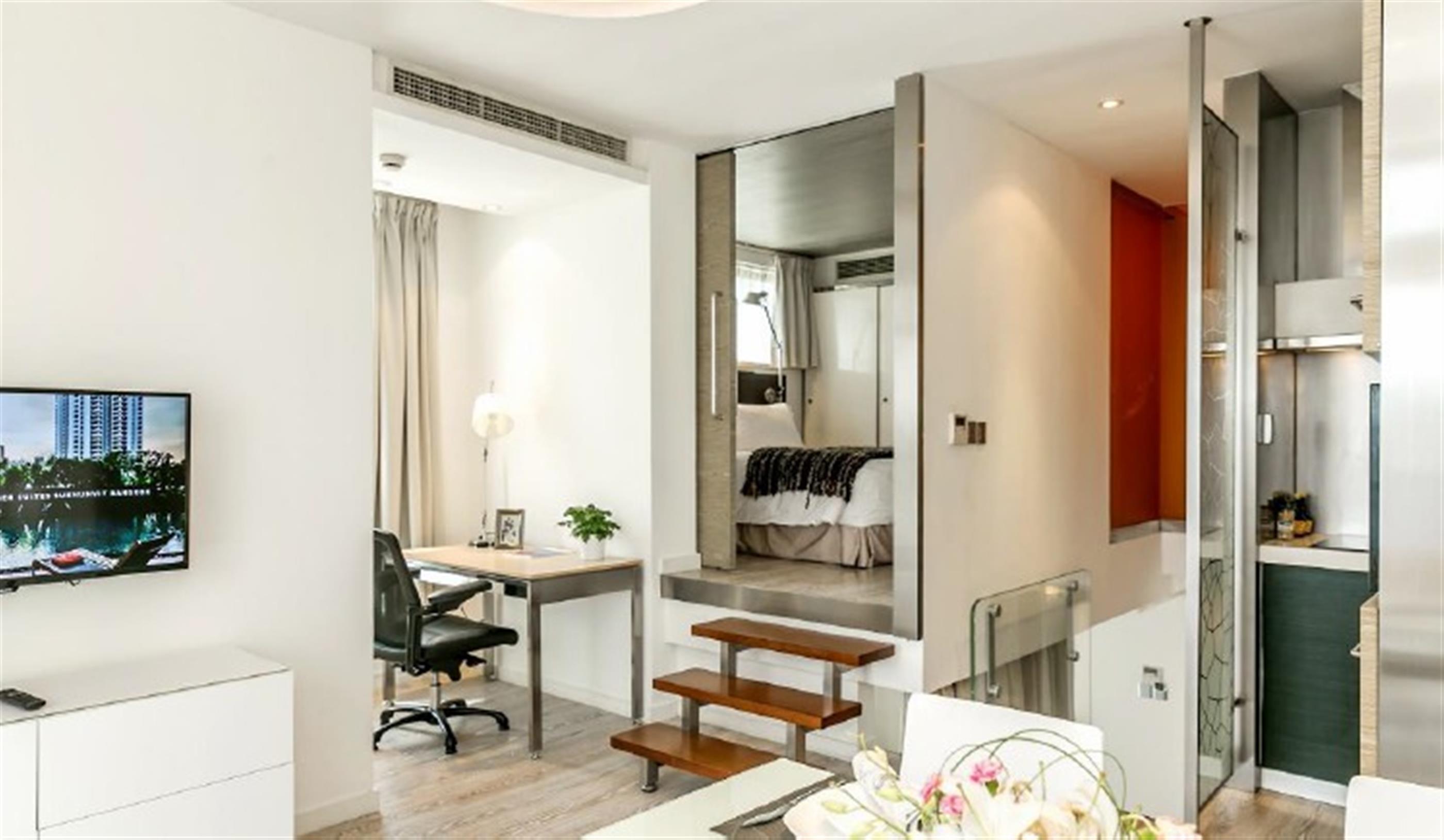 Open living space Affordable 2BR Putuo Duplex Service Apartments nr LN 7 for Rent in Shanghai