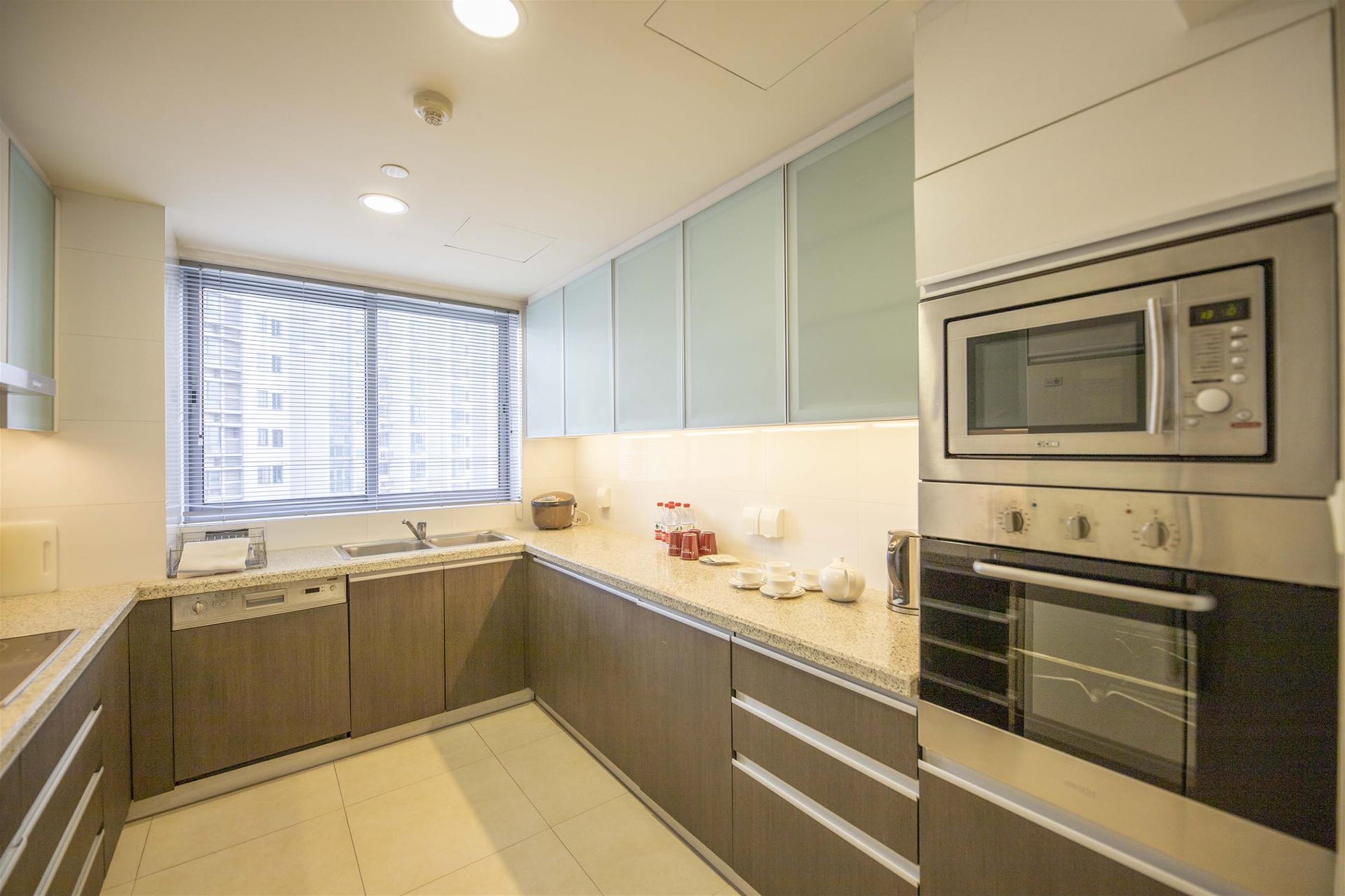 Large kitchen New Deluxe 3BR/3BathR Putuo Service Apartments nr LN 3/4/11/14 for Rent in Shanghai