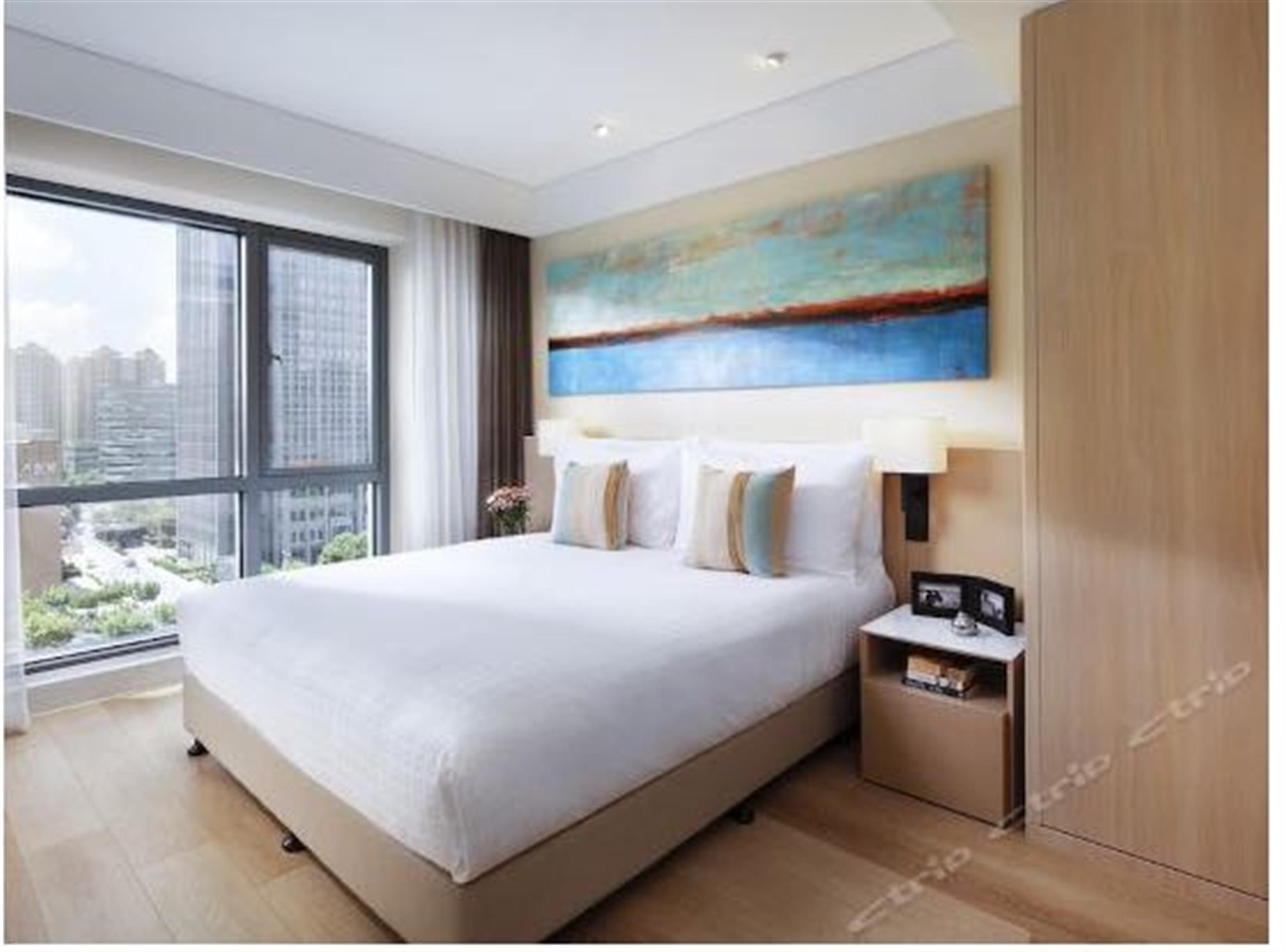 Bright bedroom New Bright Convenient 2BR Putuo Service Apartments nr LN 13/15 for Rent in Shanghai
