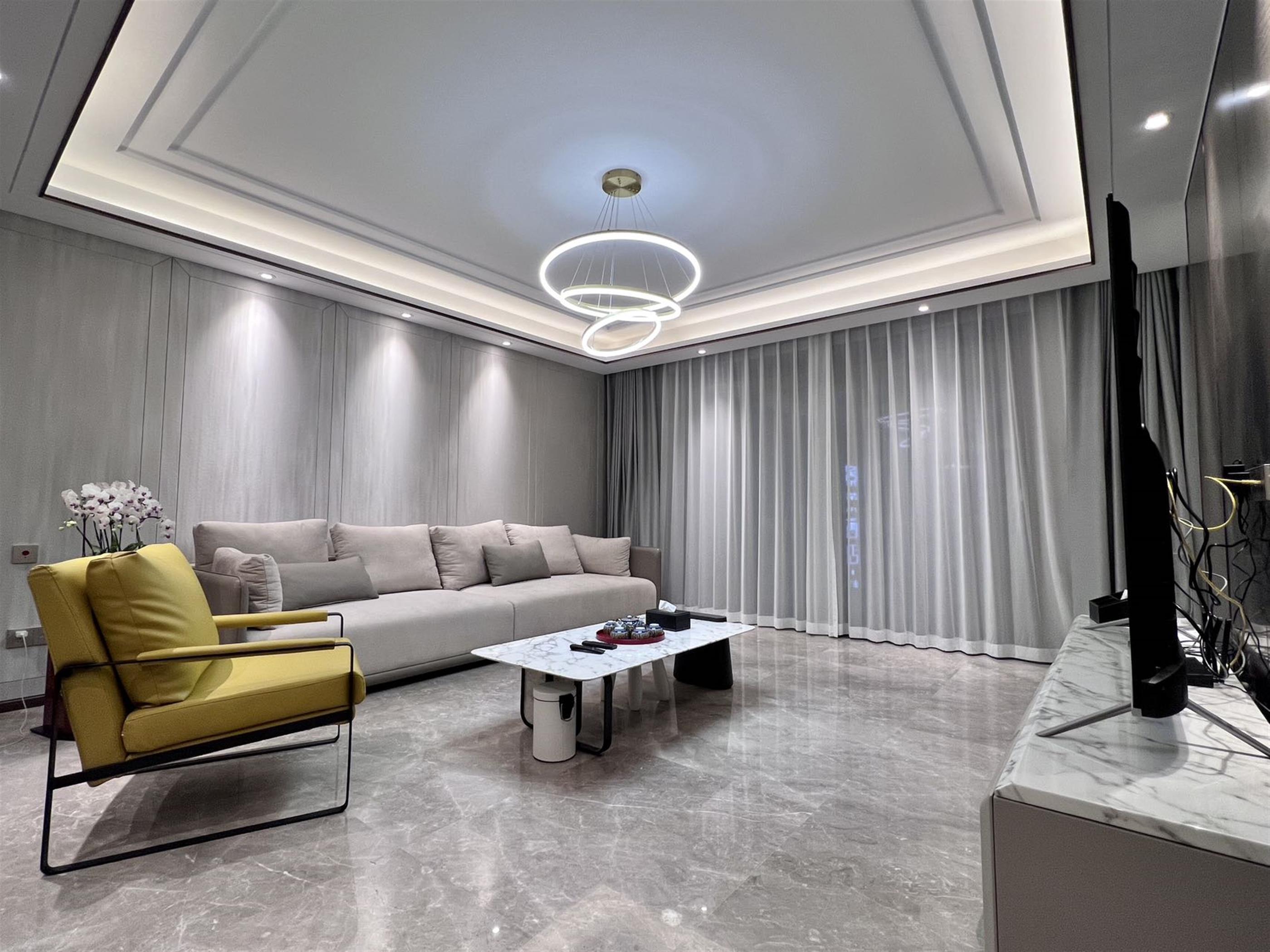 Spacious living room Brand New Luxurious 4BR Apartment in Chinatown Complex for Rent in Shanghai