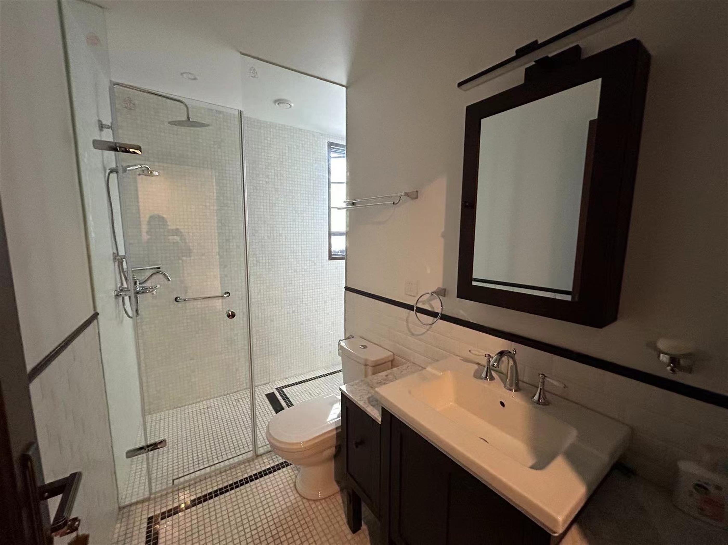 Large shower area Luxury Spacious Modern 3BR Apartment for Rent in Shanghai