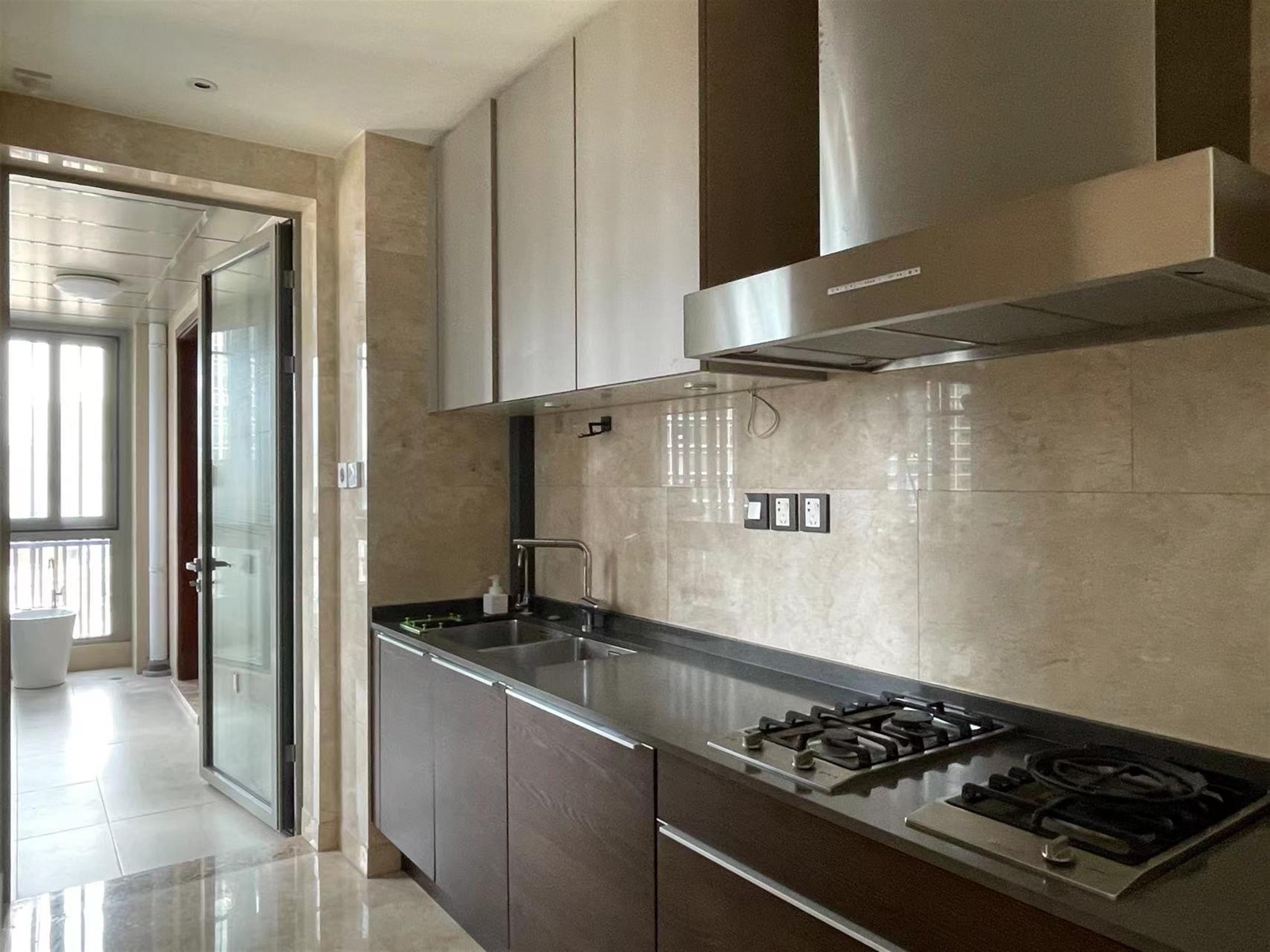 Western kitchen Deluxe Spacious Classic 3BR Apartment for Rent in Shanghai’s Xintiandi Neighborhood